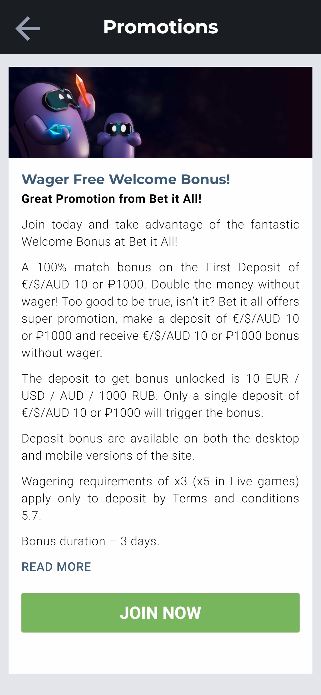 Bet It All Casino Mobile No Deposit Bonus Review