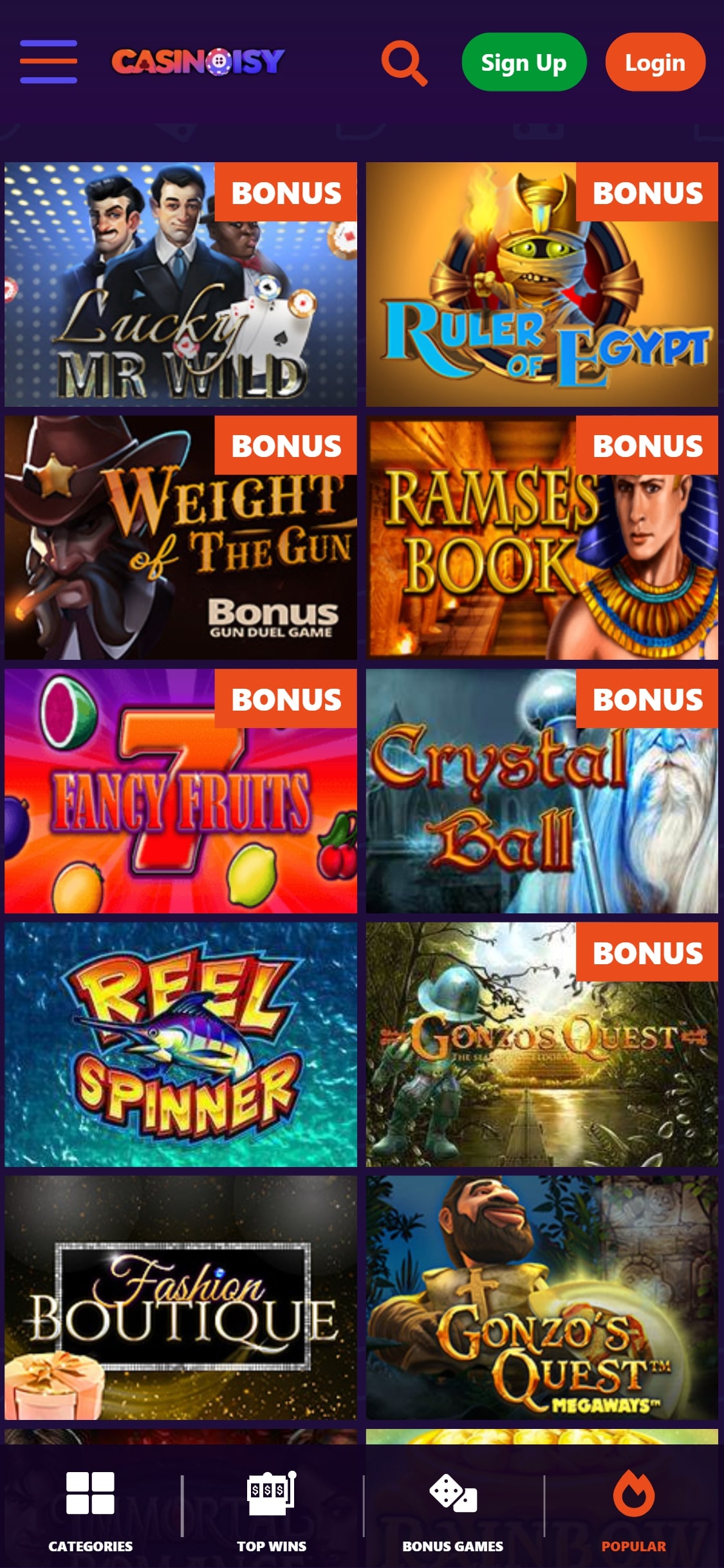 Casinoisy casino Mobile Games Review