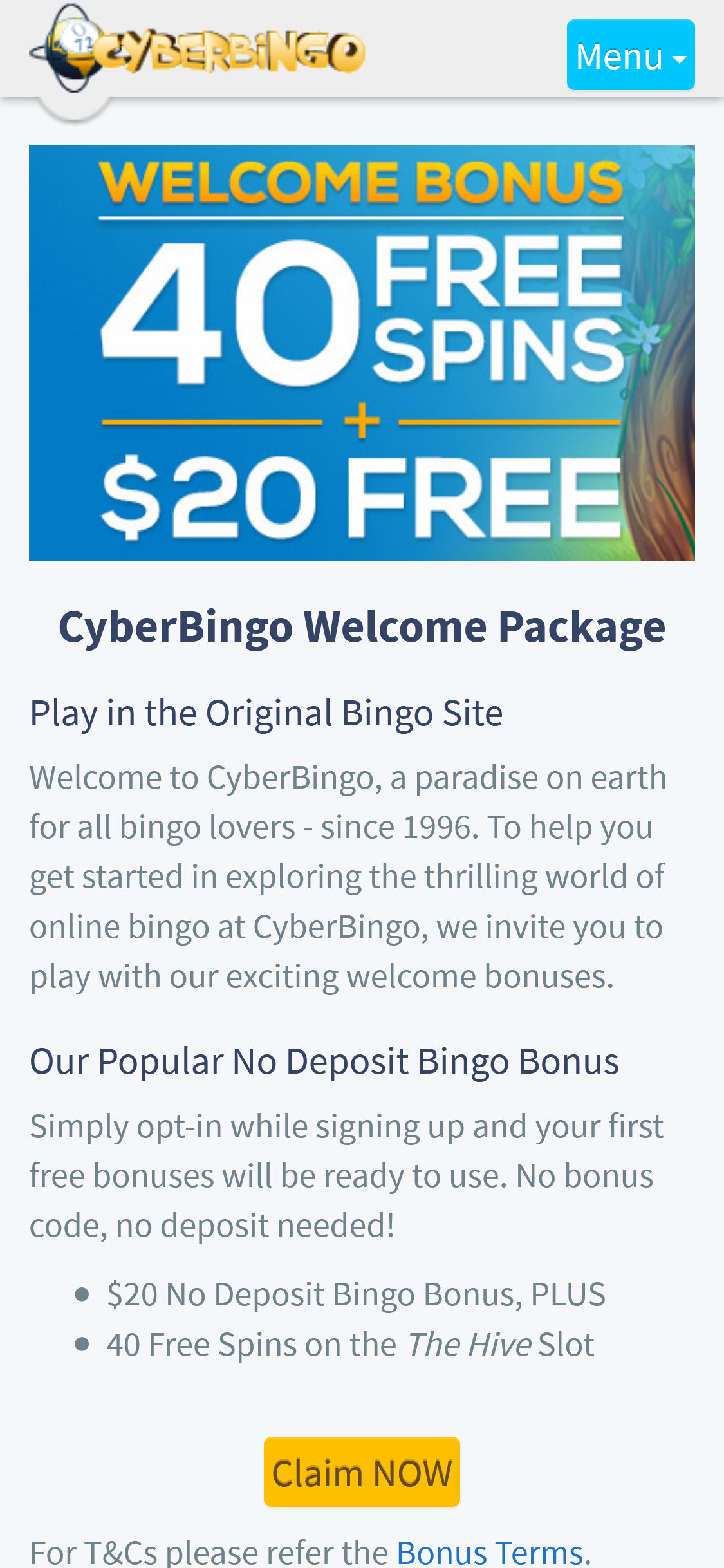 CyberBingo Casino Mobile No Deposit Bonus Review