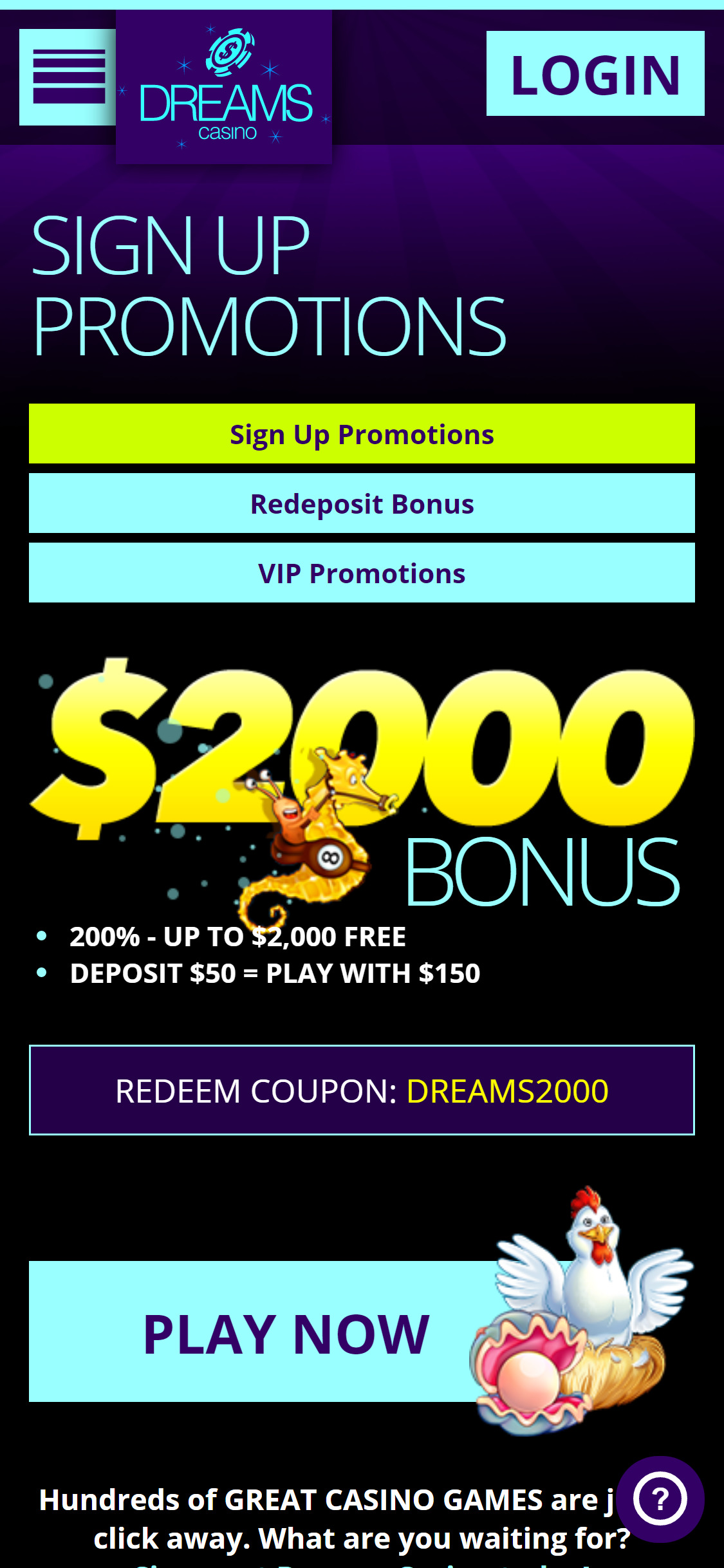 Dreams Casino Mobile No Deposit Bonus Review
