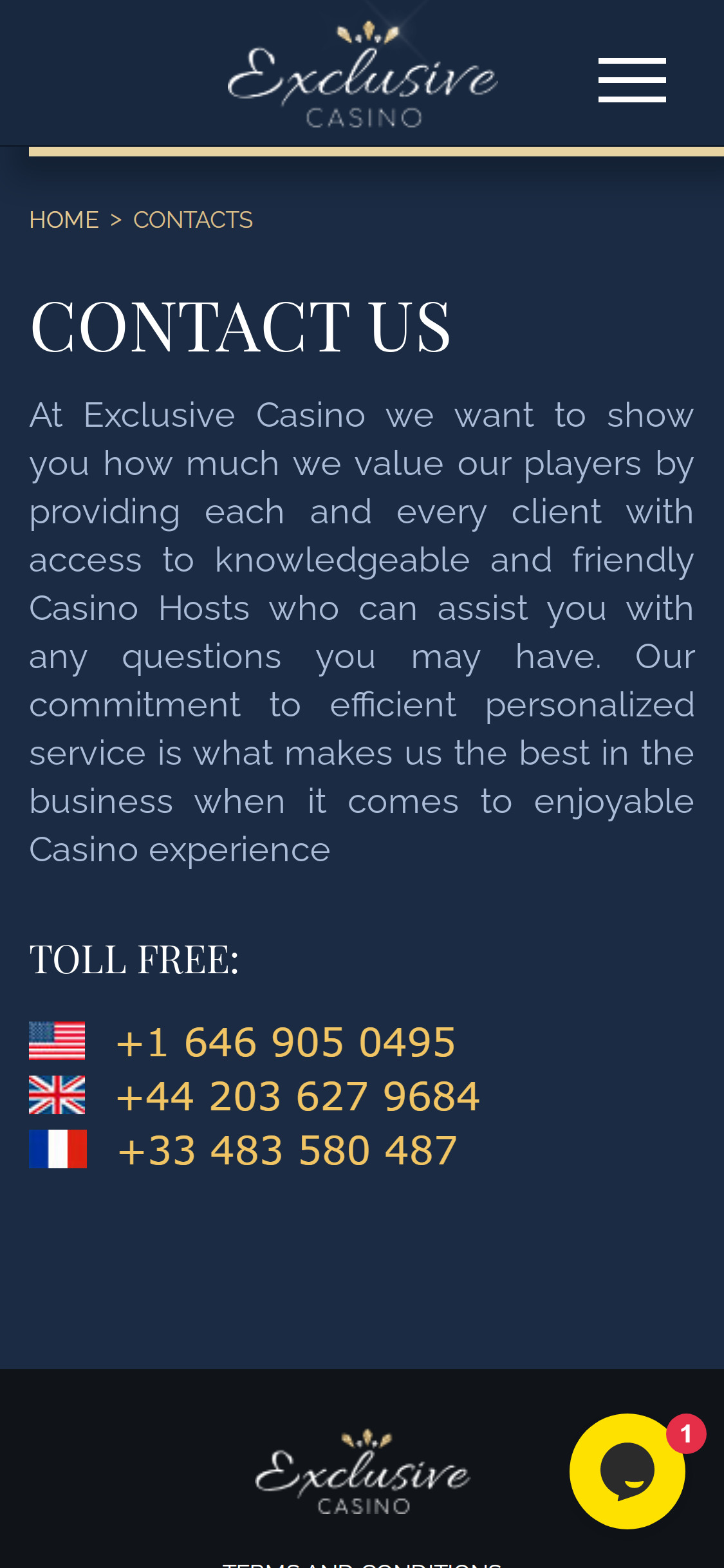 Exclusive Casino Mobile Support Review