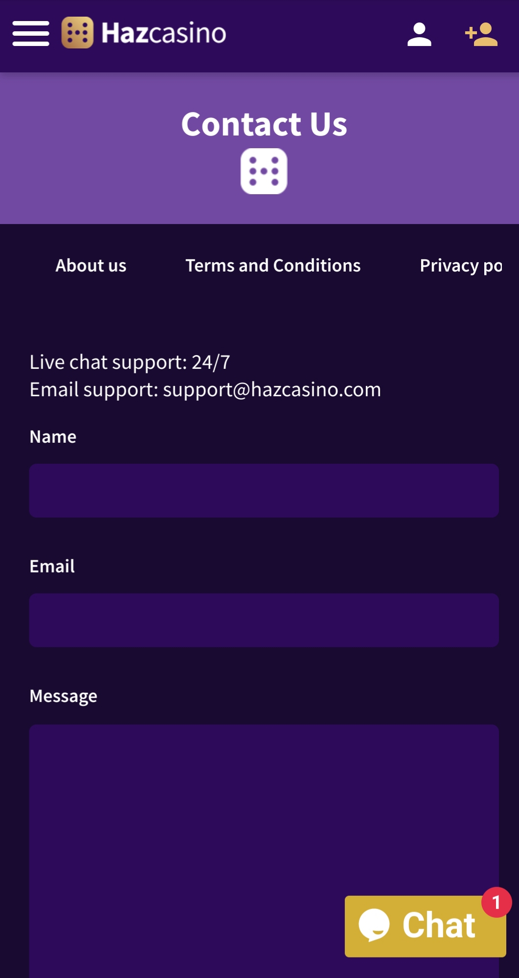 Haz Casino Mobile Support Review