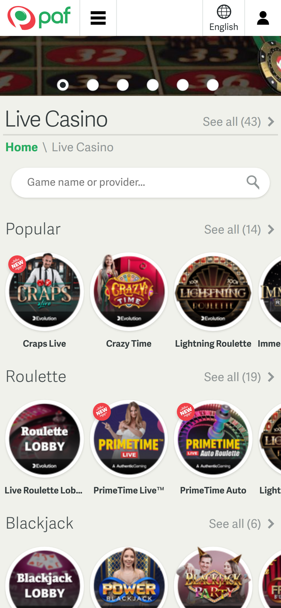 Paf Casino Mobile Live Dealer Games Review