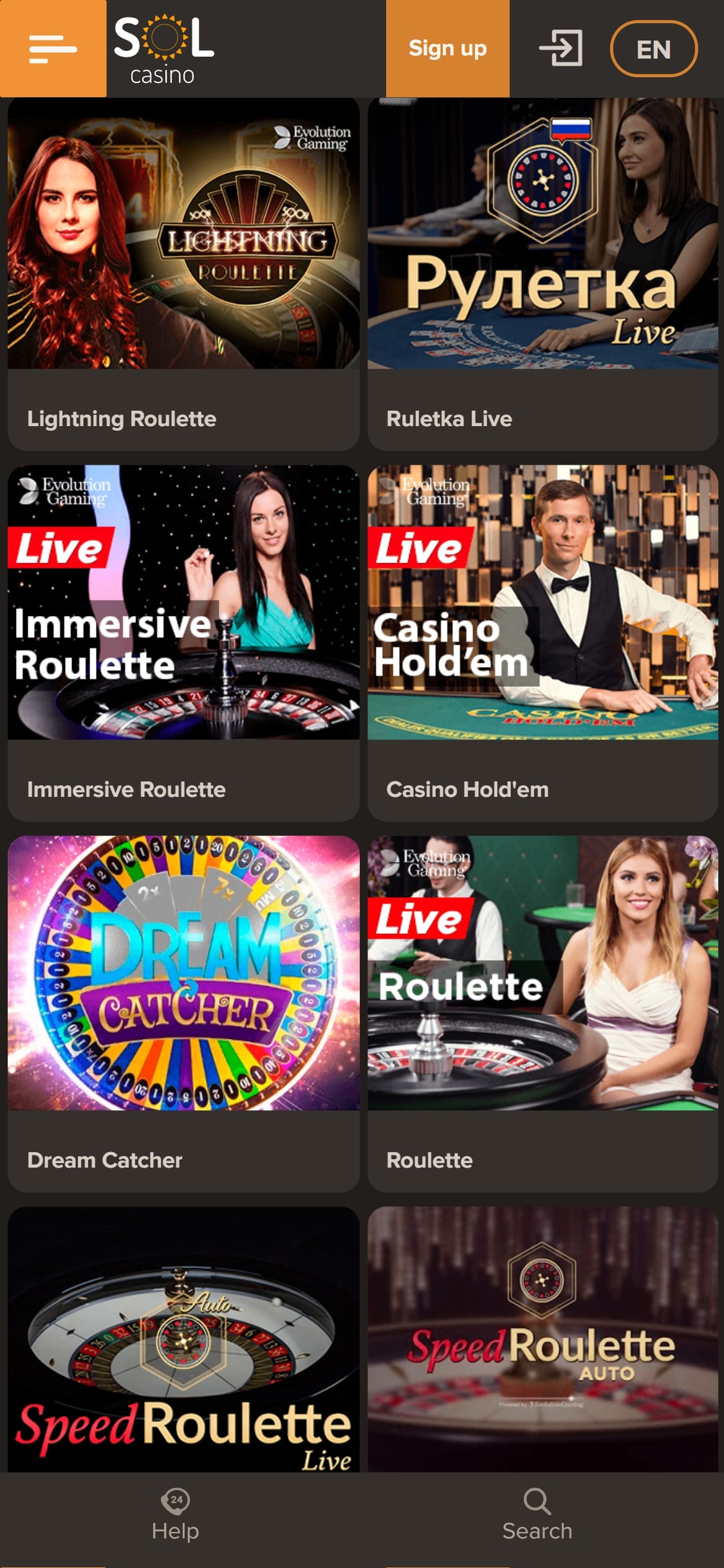 SOL Casino Mobile Live Dealer Games Review