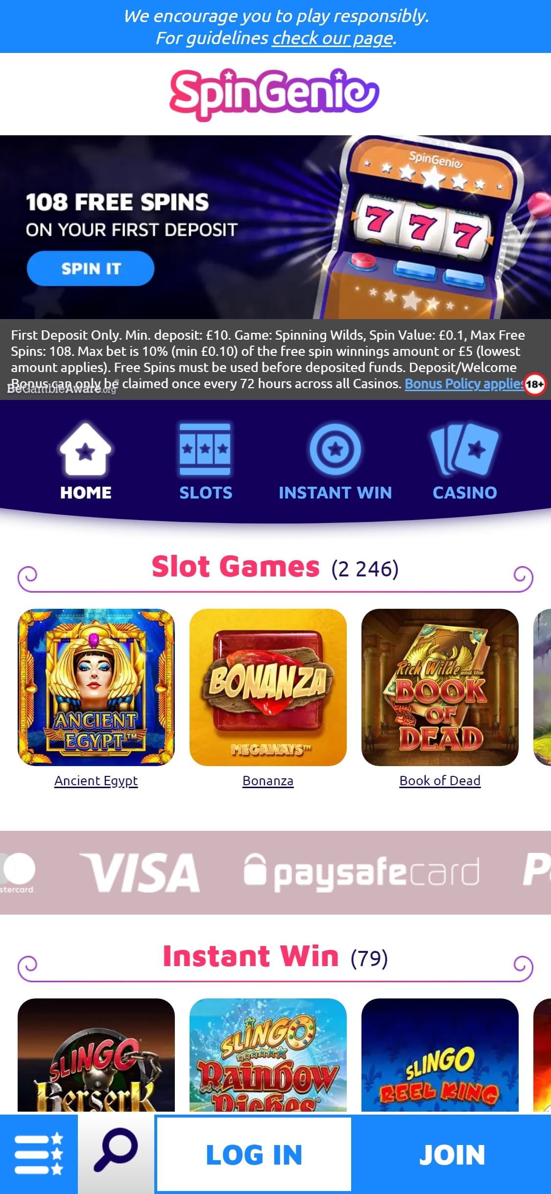 Spin Genie Casino Mobile Review