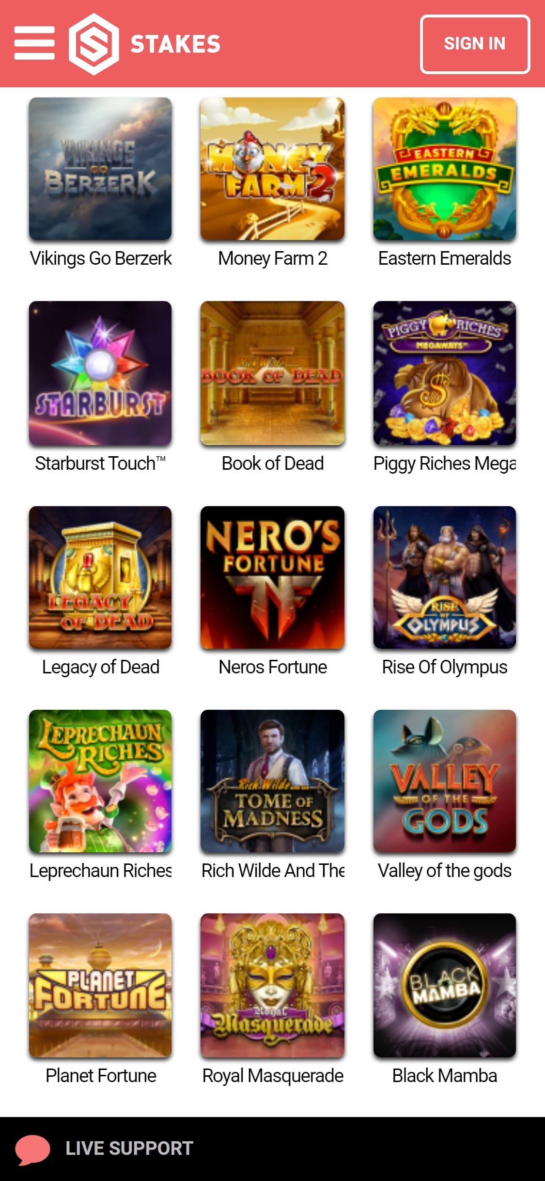 Stakes Casino Mobile Games Review