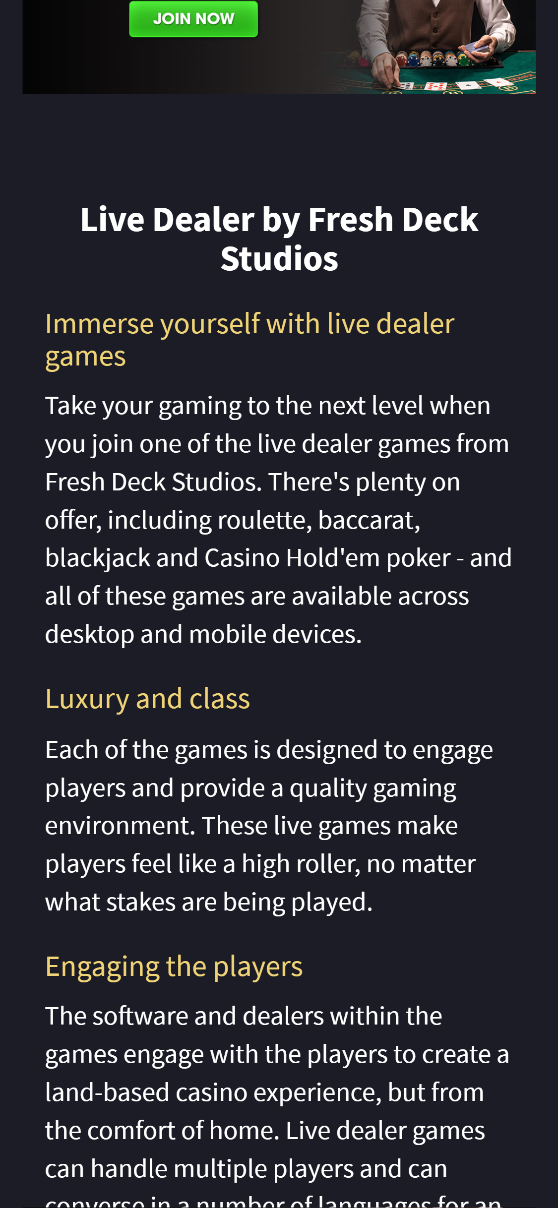Vegas Crest Casino Mobile Live Dealer Games Review