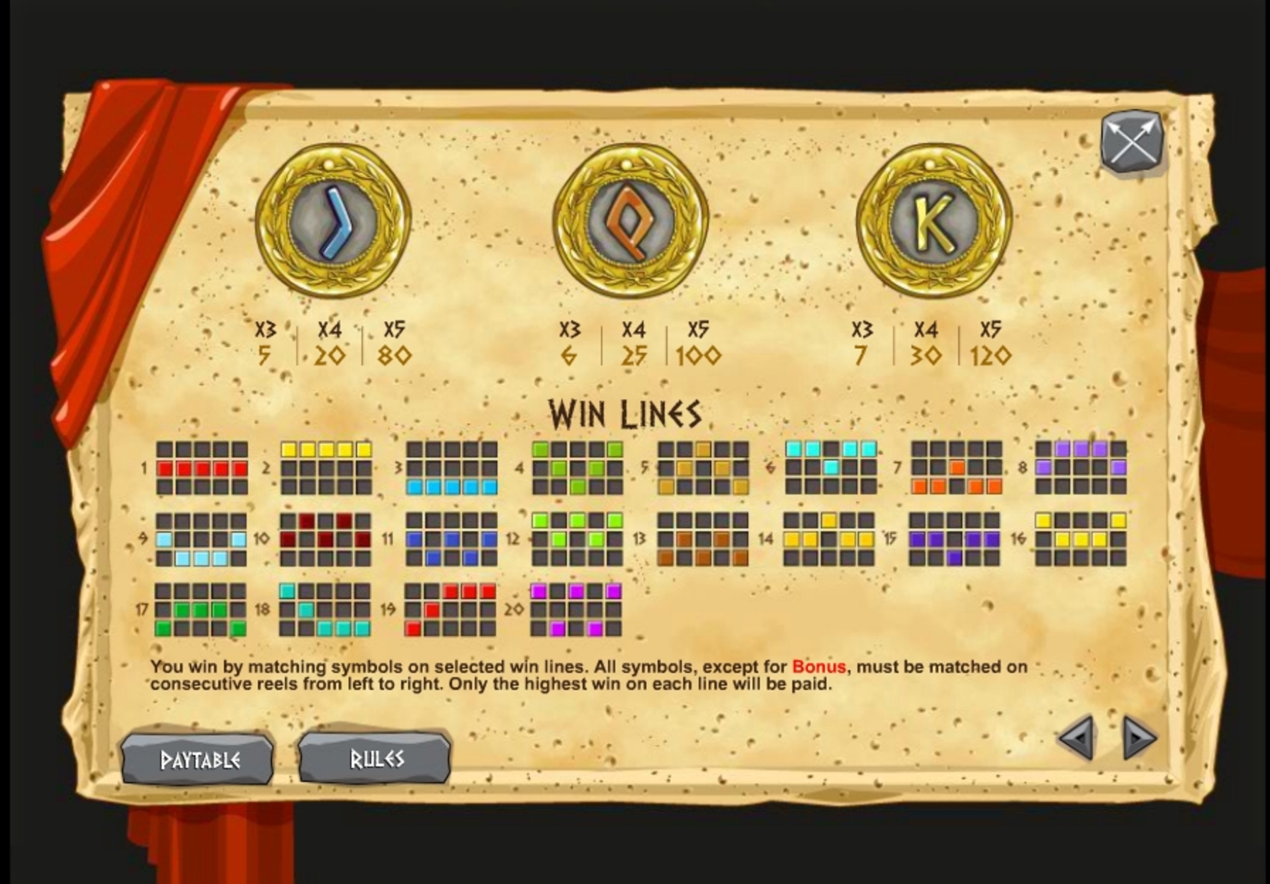 Info of Gladiator of Rome Slot Game by 1x2 Gaming