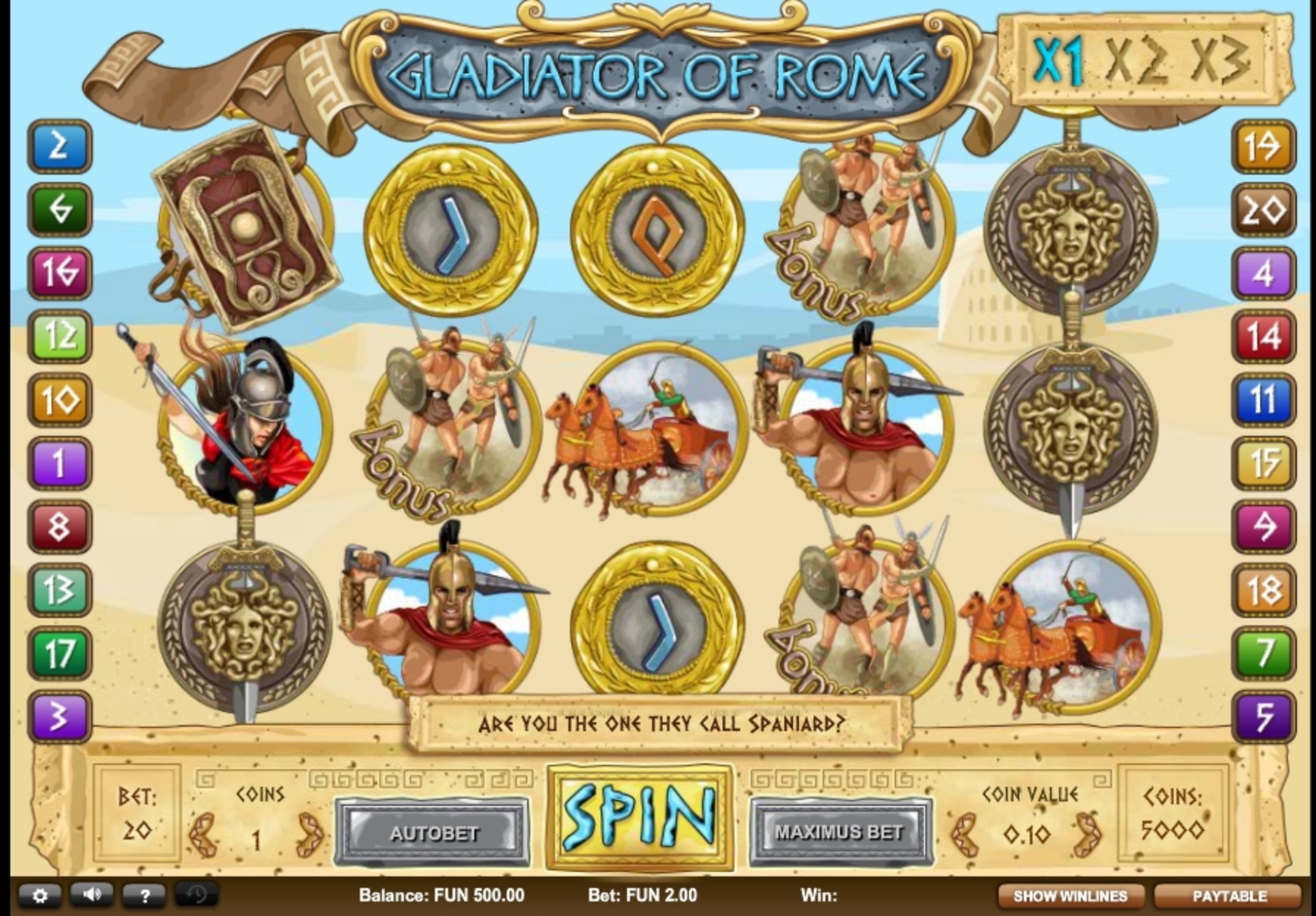 Reels in Gladiator of Rome Slot Game by 1x2 Gaming
