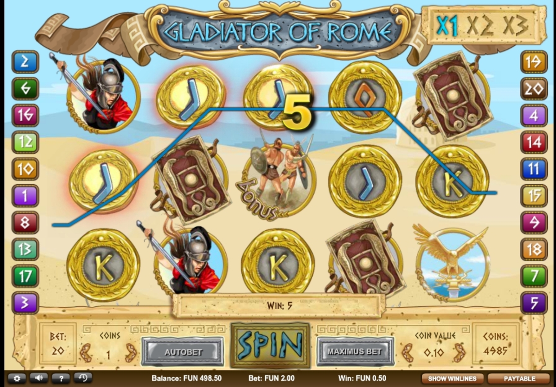 Win Money in Gladiator of Rome Free Slot Game by 1x2 Gaming