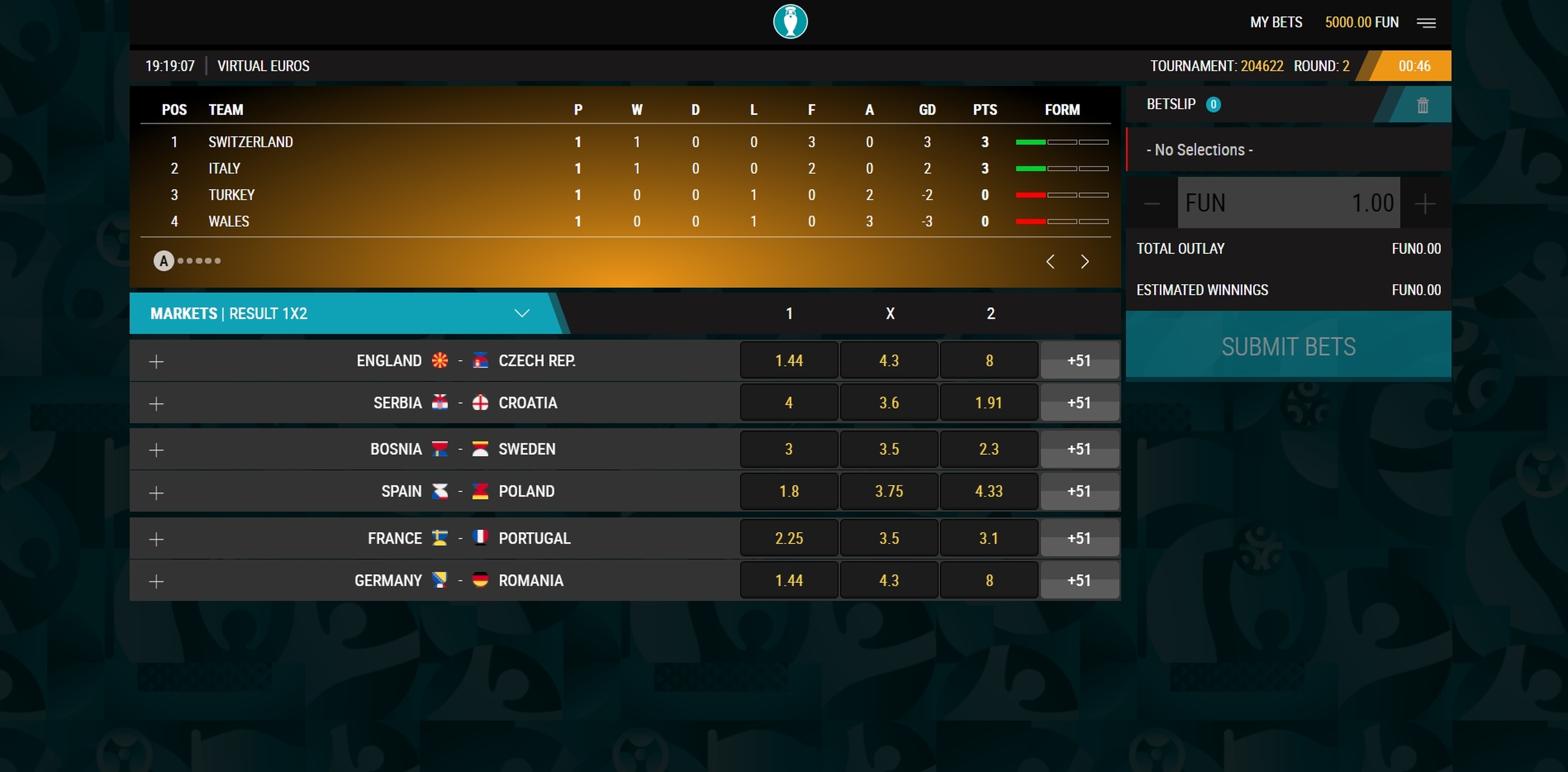 Virtual Euros demo