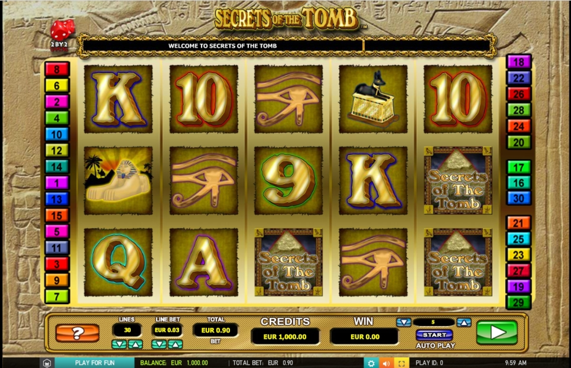 Reels in Secrets of the tomb Slot Game by 2 By 2 Gaming