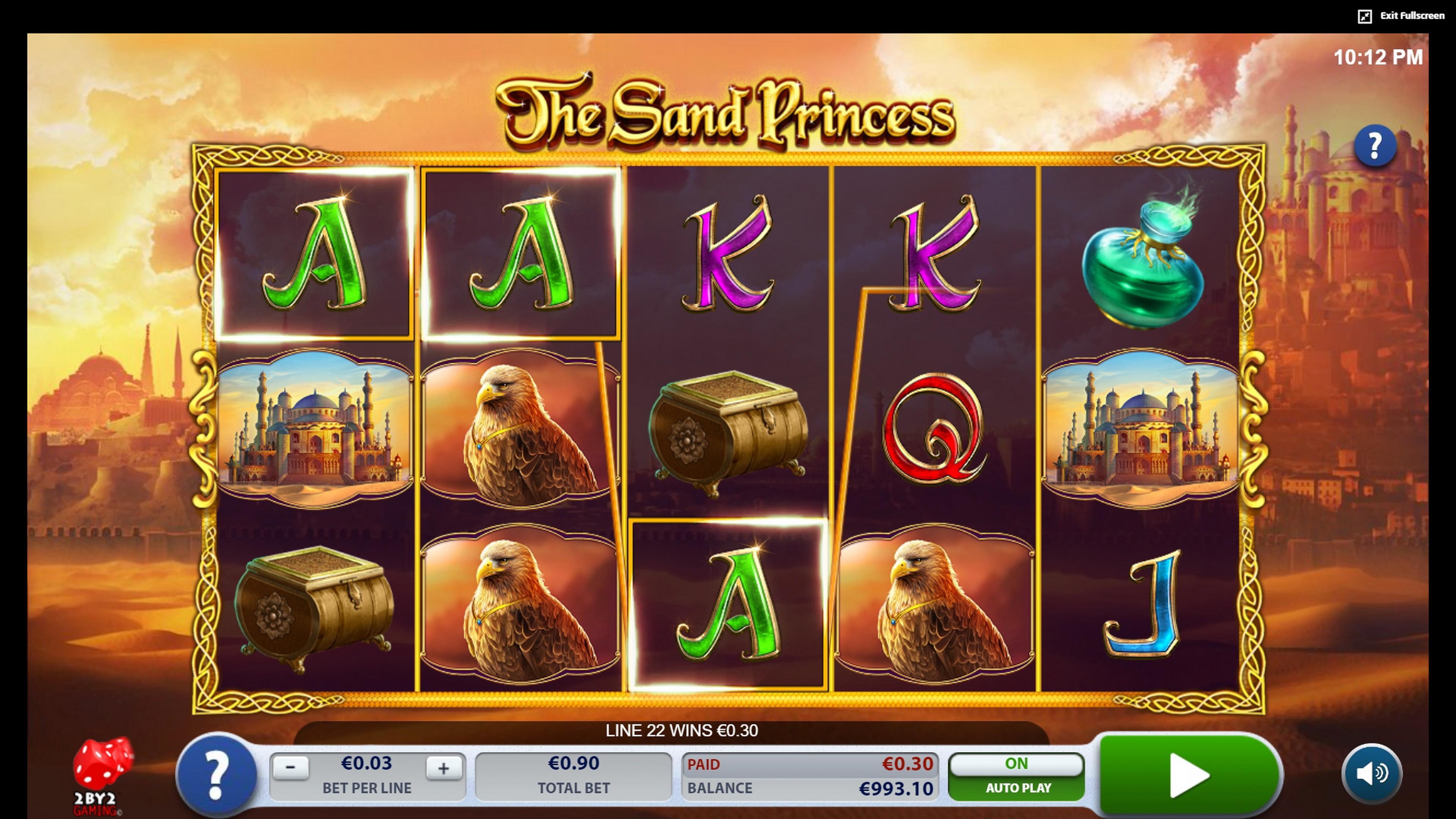 Win Money in The Sand Princess Free Slot Game by 2 By 2 Gaming