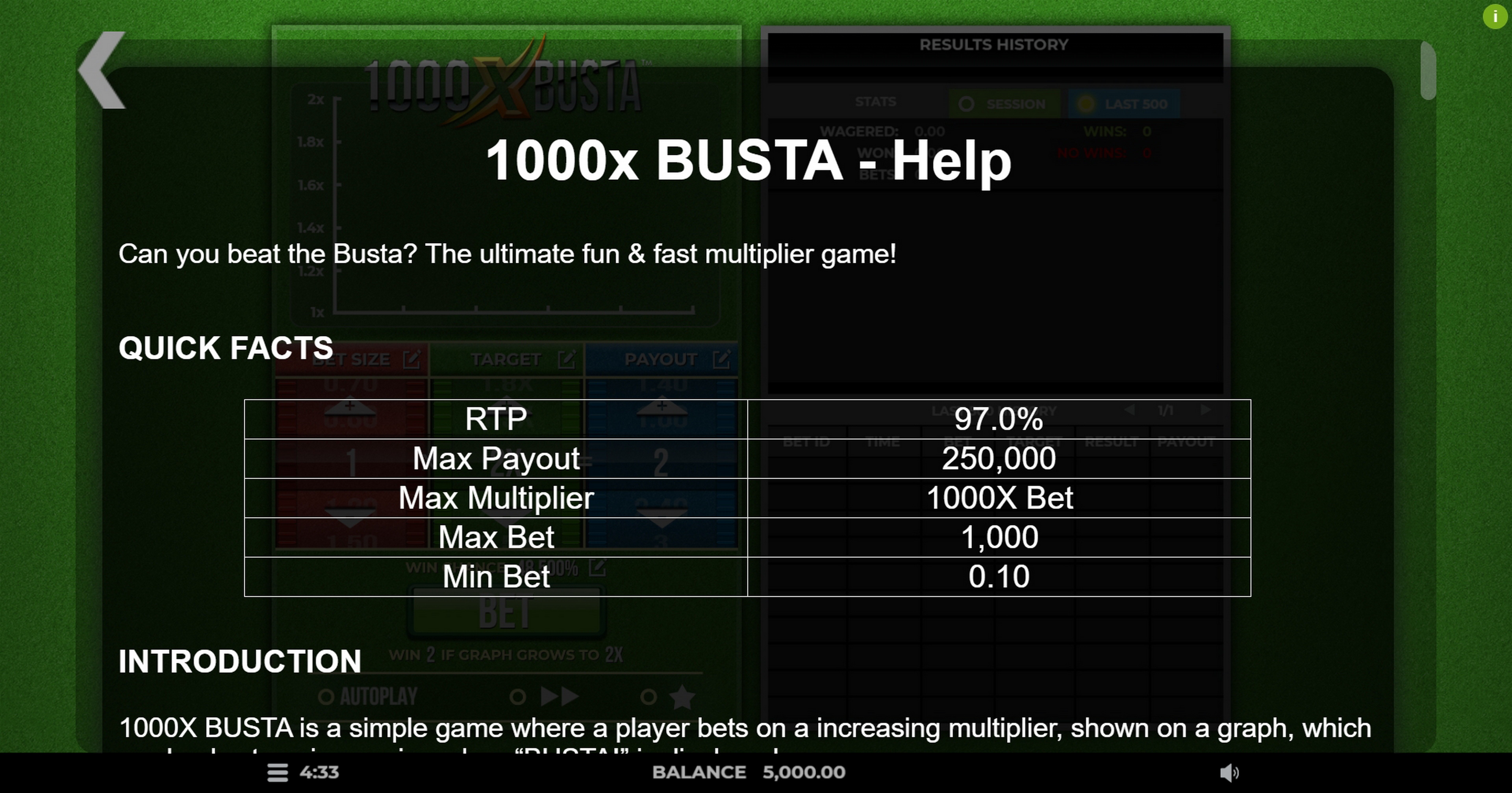 Info of 1000x Busta Slot Game by 4ThePlayer