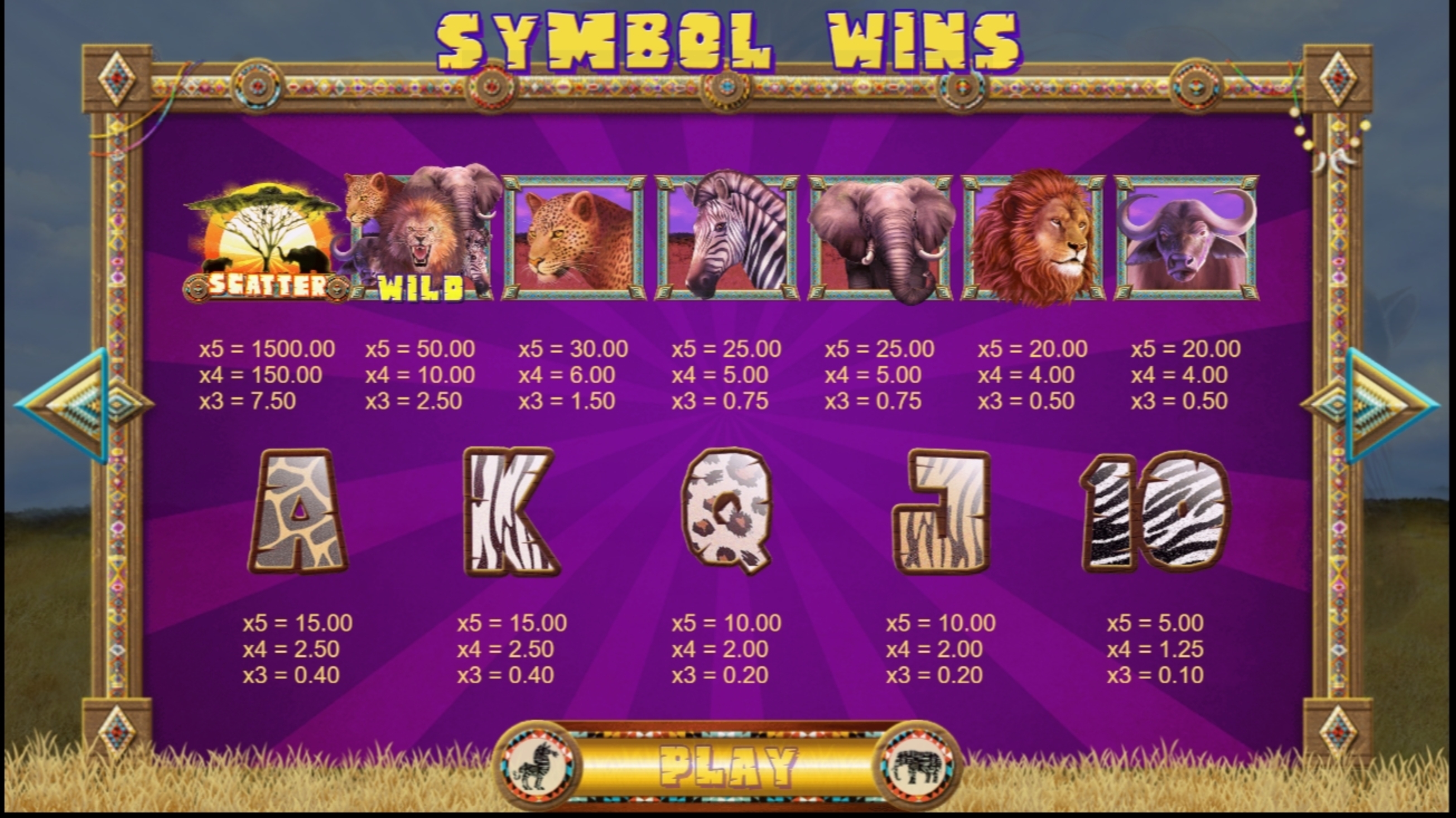 Info of Big 5 Africa Slot Game by 7mojos