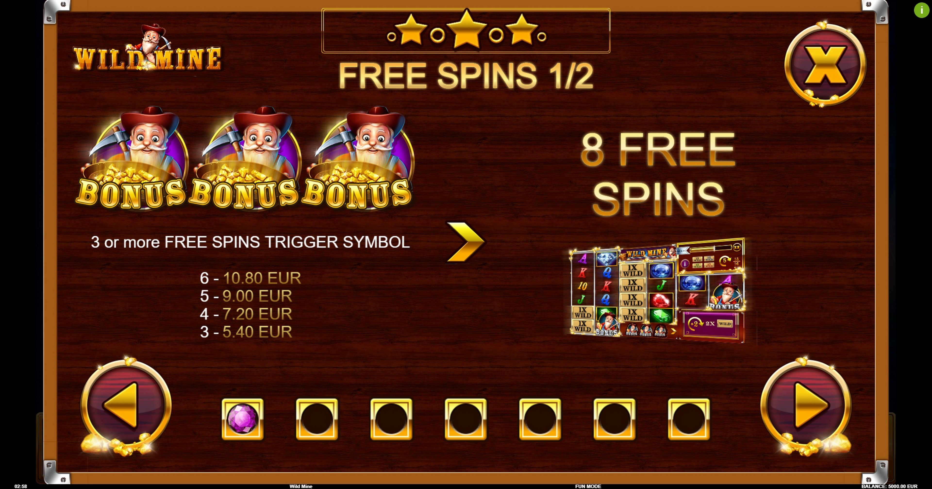 Info of Wild Mine Slot Game by BB Games