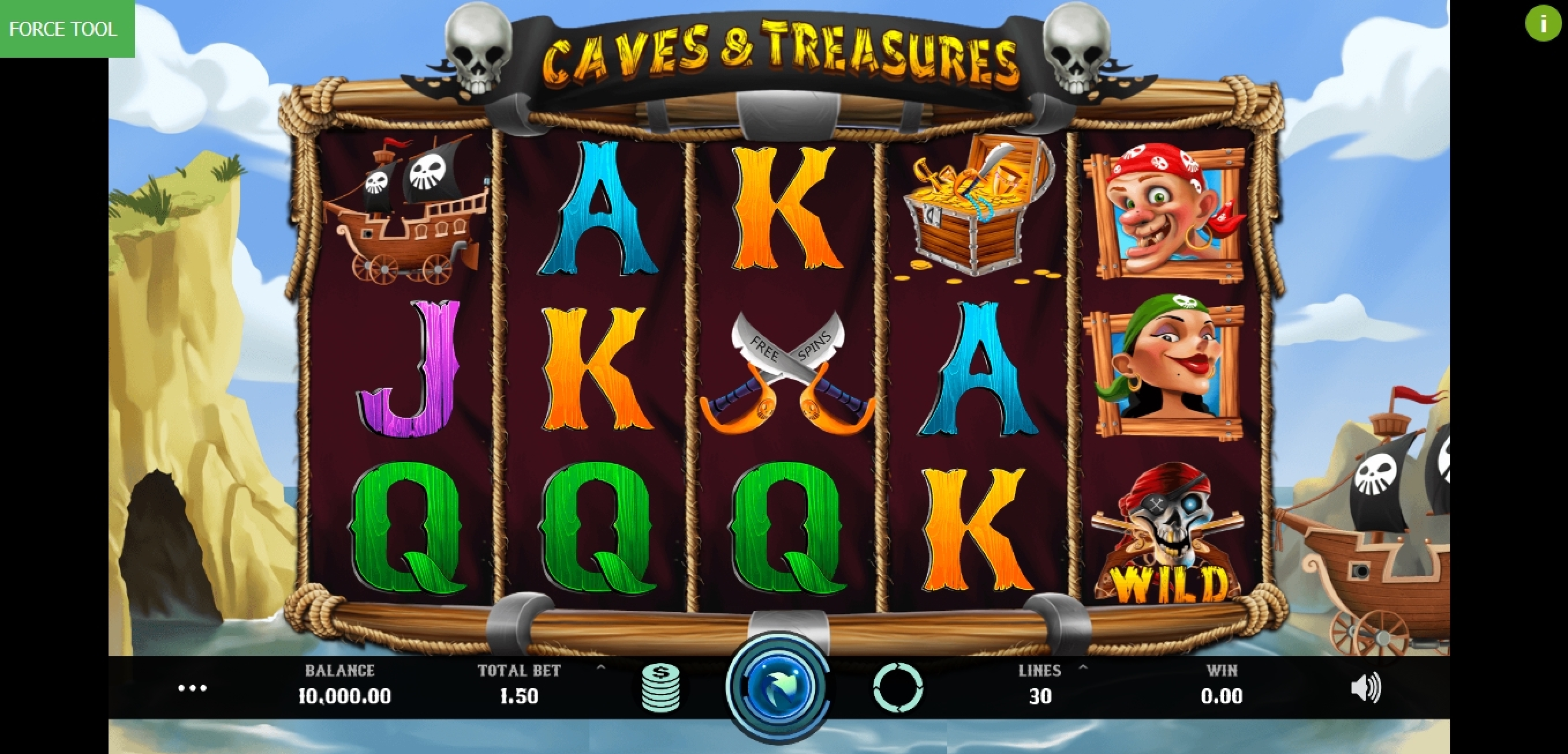 Reels in Caves and Treasures Slot Game by Caleta Gaming