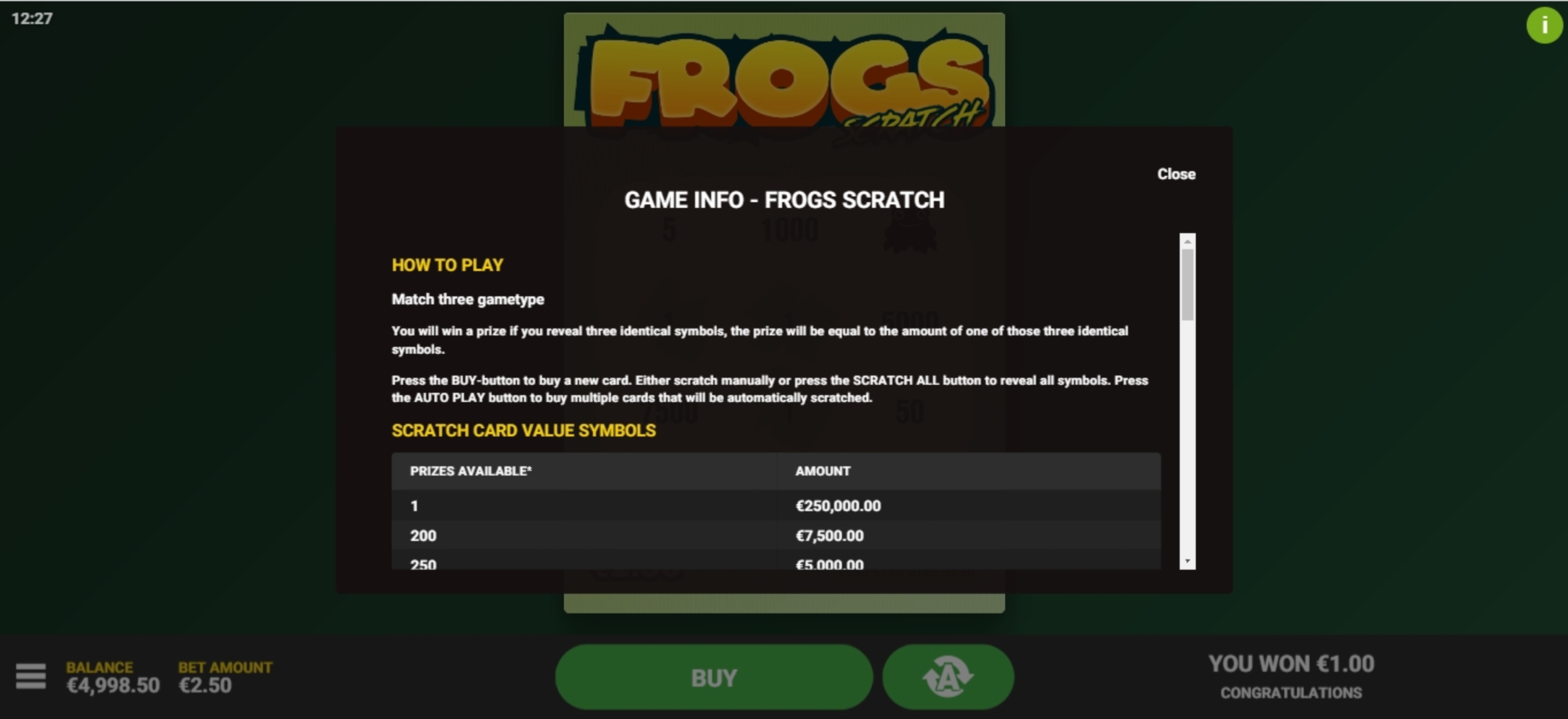 Info of Frogs Scratch Slot Game by Hacksaw Gaming