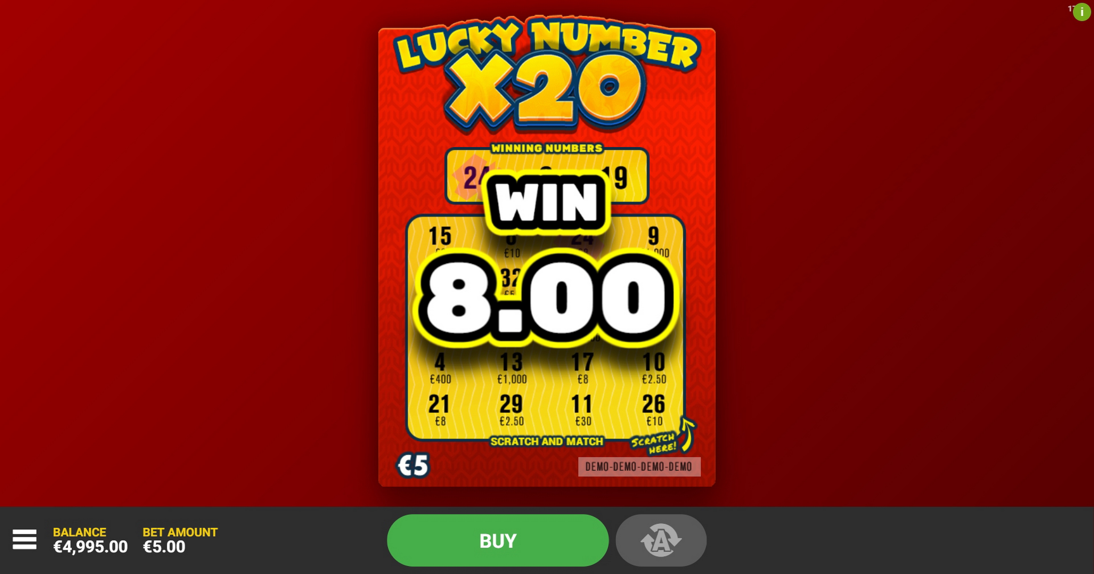 Win Money in Lucky Number x20 Free Slot Game by Hacksaw Gaming