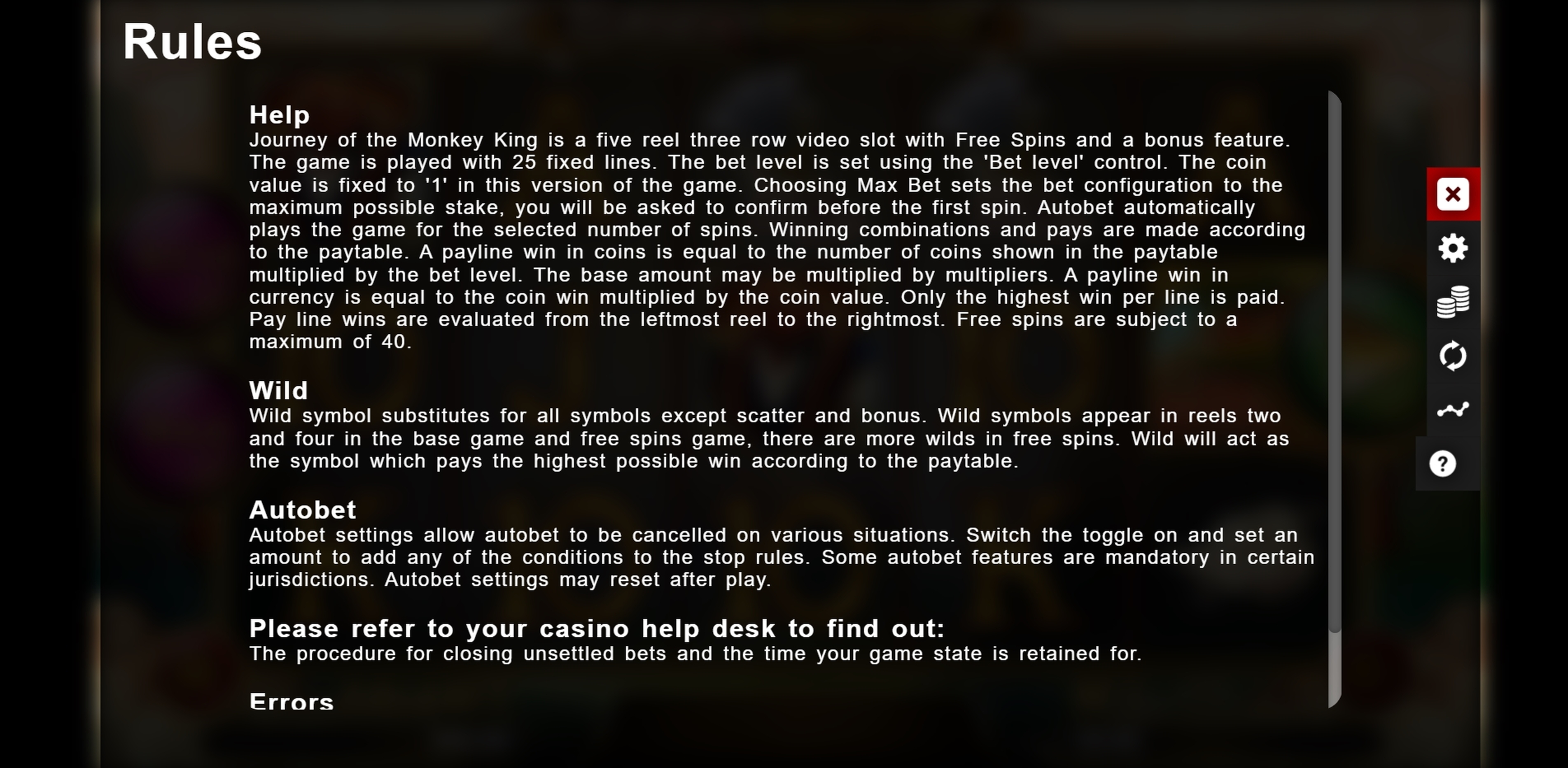 Info of Journey Of The Monkey King Slot Game by Magma