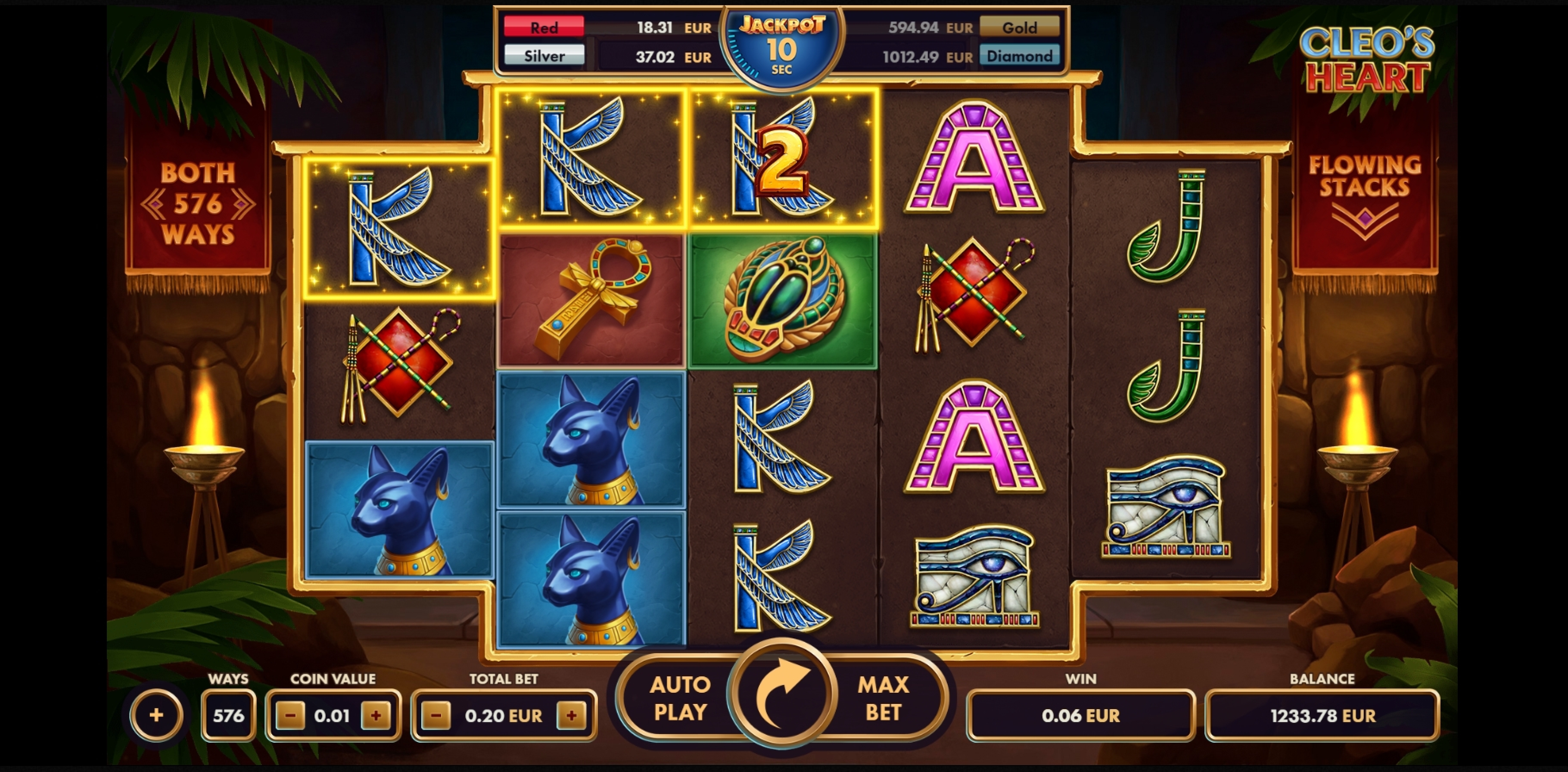 Win Money in Cleo's Heart Free Slot Game by NetGame