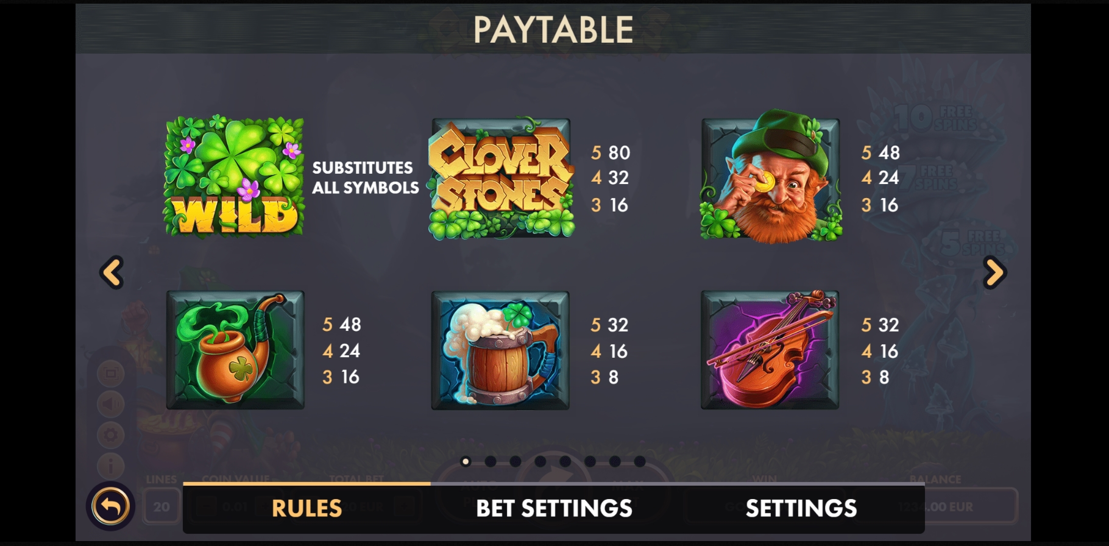 Info of Clover Stones Slot Game by NetGame