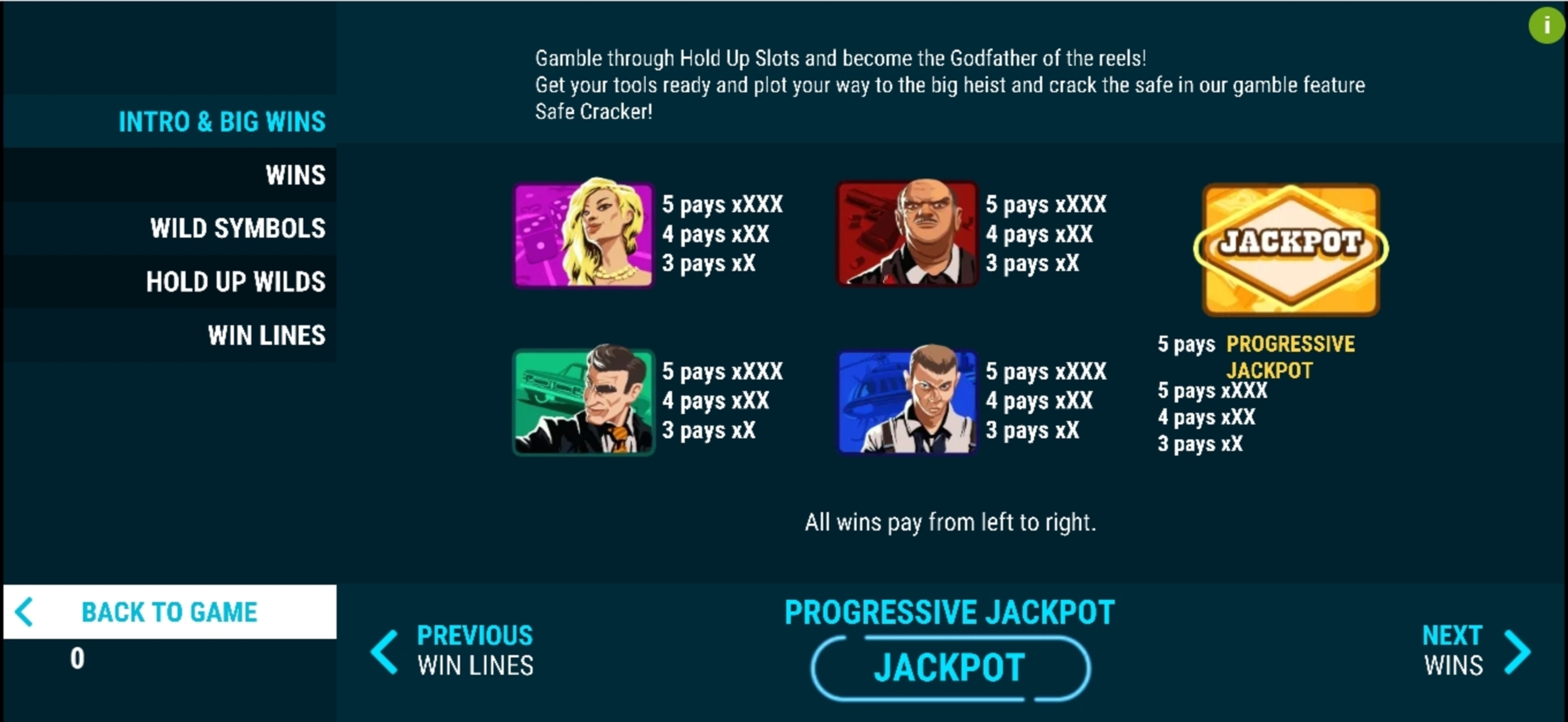 Info of Hold Up Slots Slot Game by Slot Factory