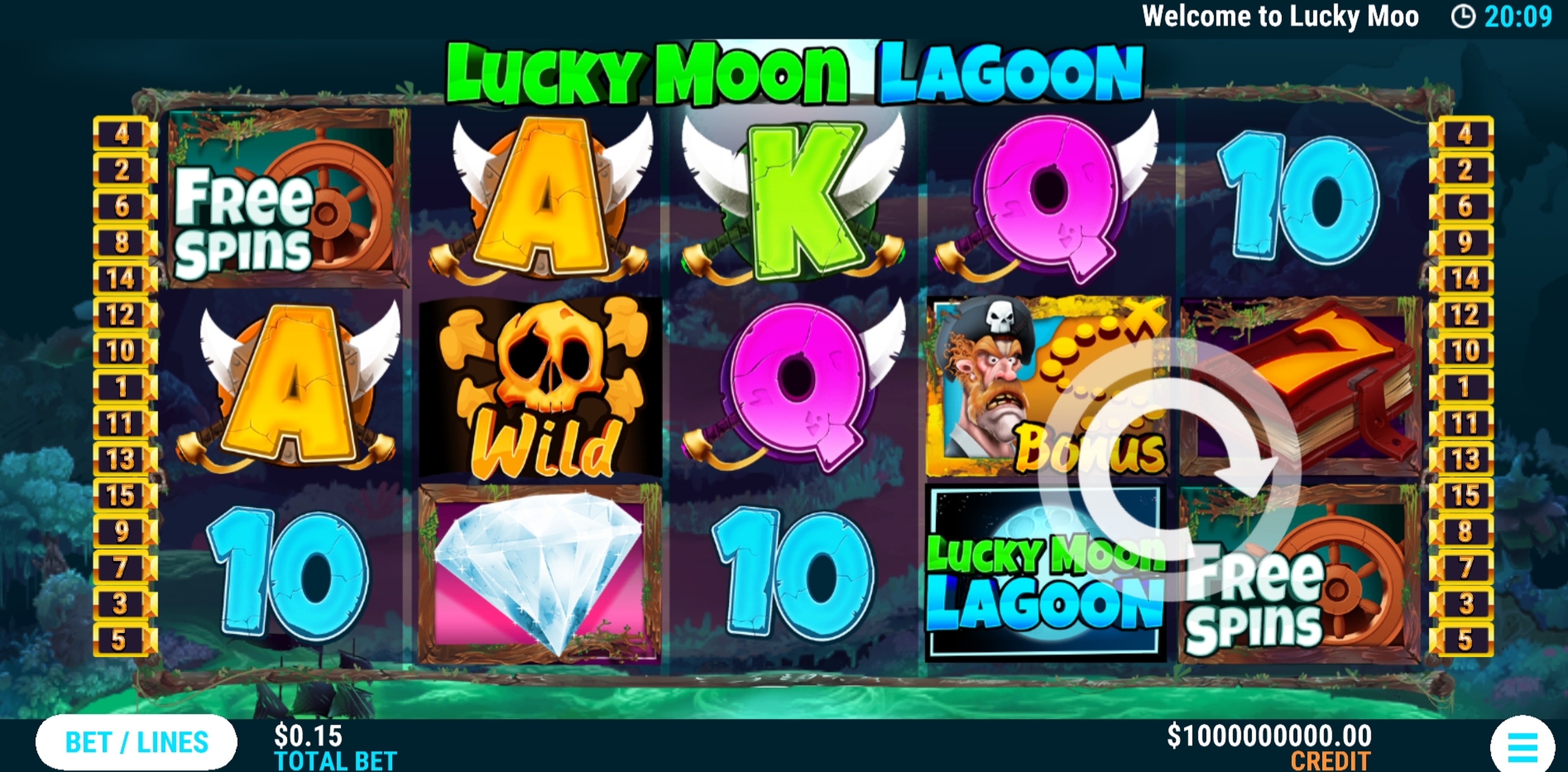 Reels in Lucky Moon Lagoon Slot Game by Slot Factory