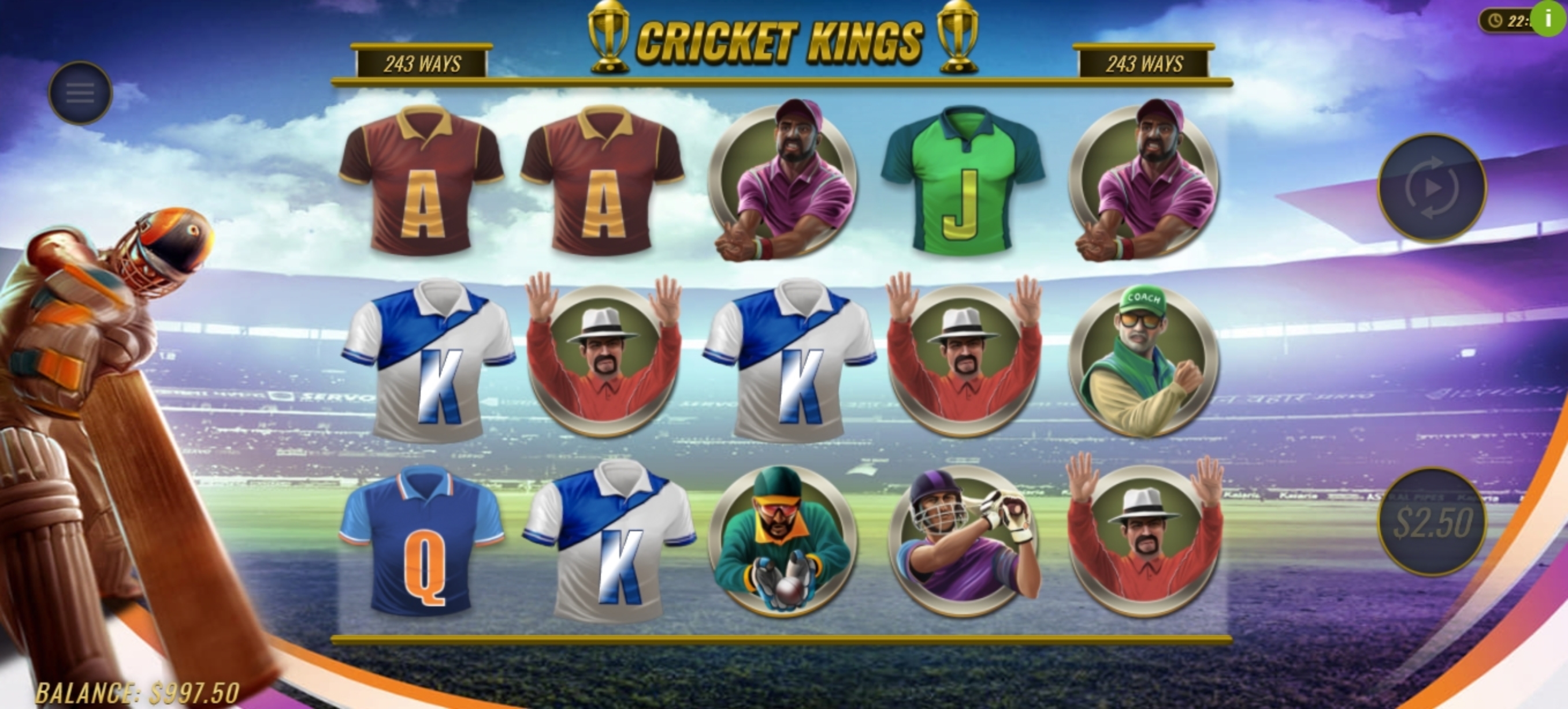 Win Money in Cricket Kings Free Slot Game by Woohoo
