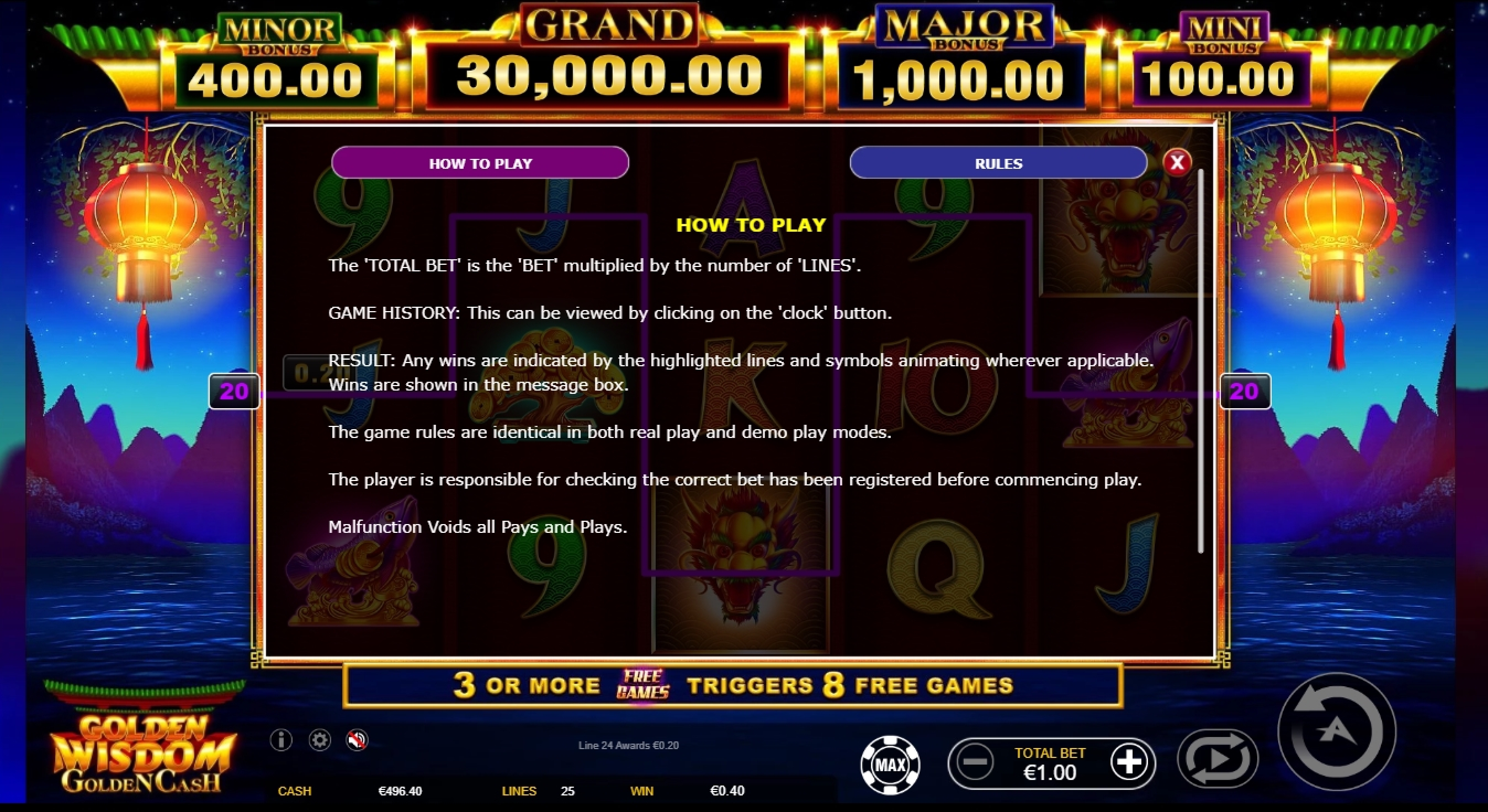 Info of Golden Wisdom Slot Game by Ainsworth Gaming Technology