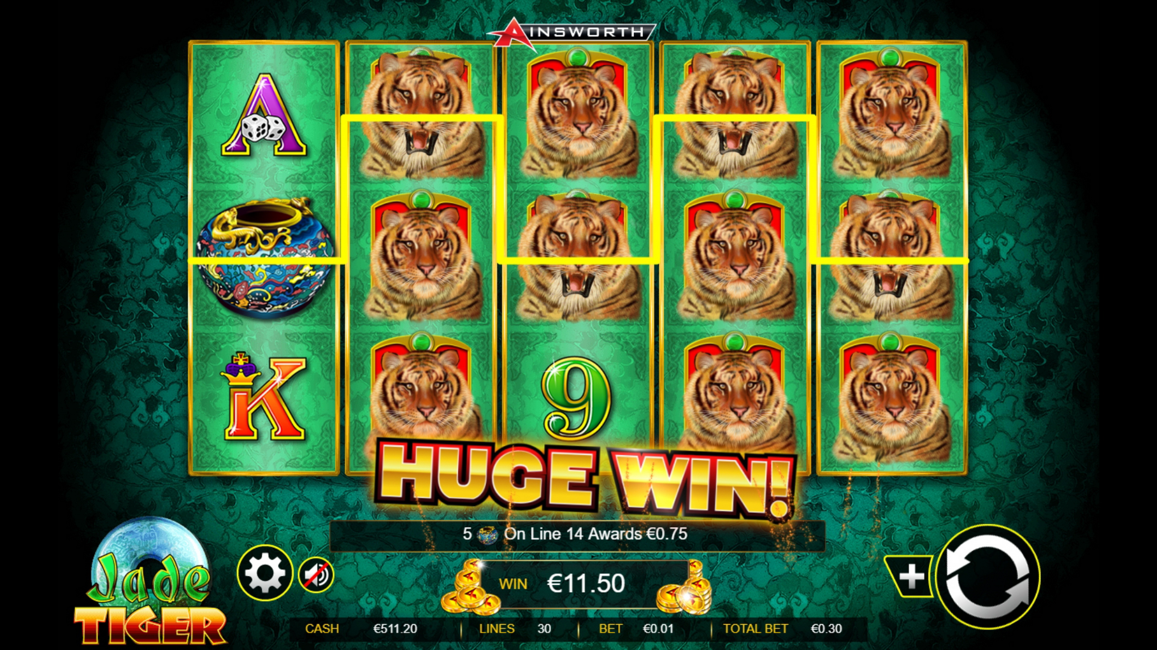 Win Money in Jade Tiger Free Slot Game by Ainsworth Gaming Technology