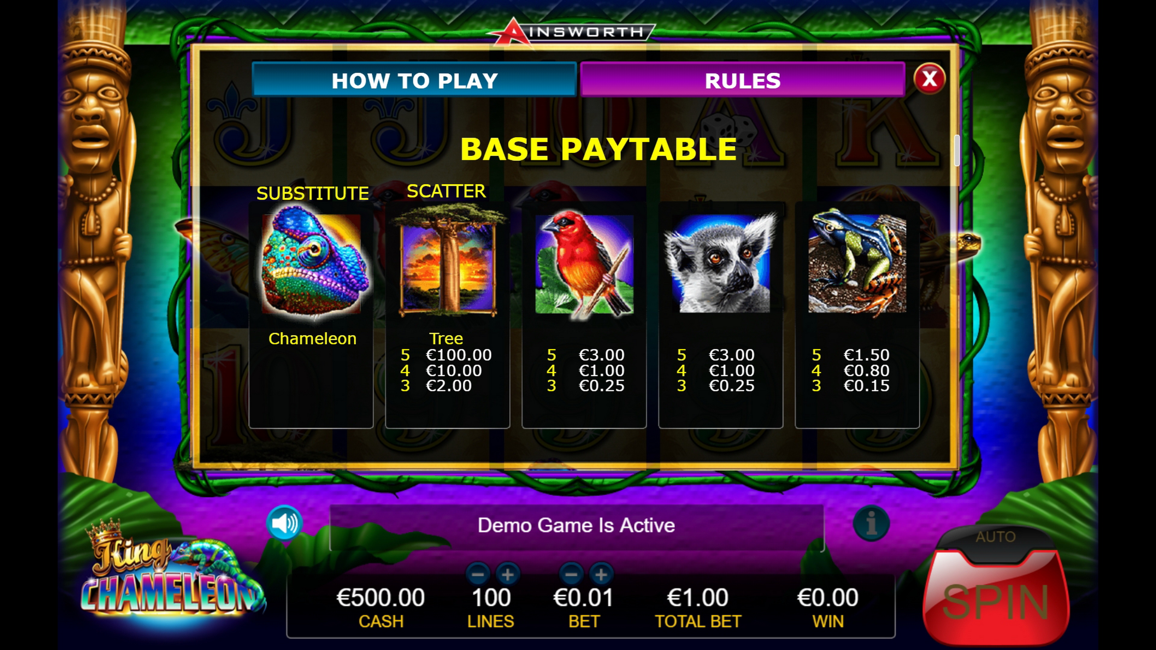 Info of King Chameleon Slot Game by Ainsworth Gaming Technology