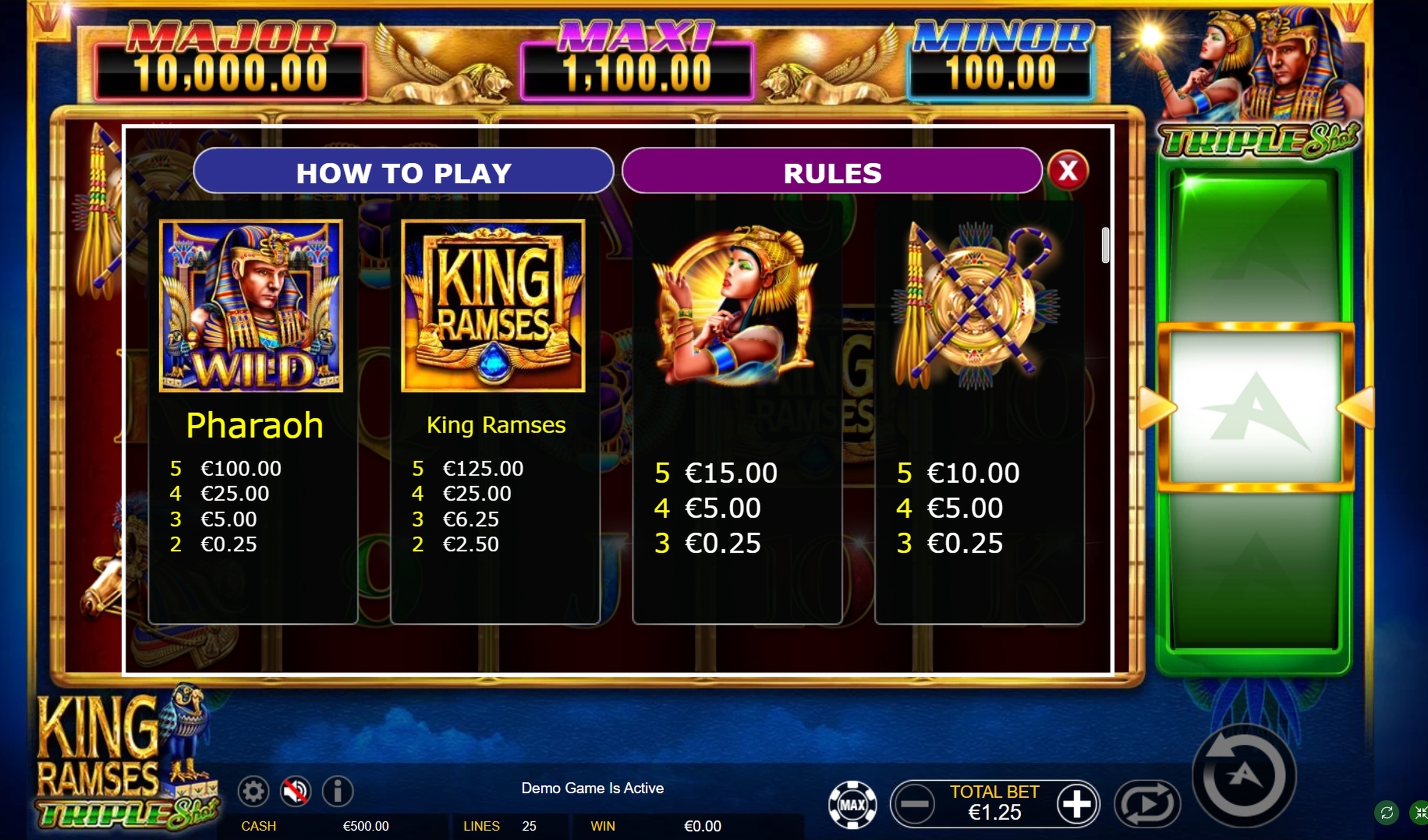 Info of King Ramses Slot Game by Ainsworth Gaming Technology