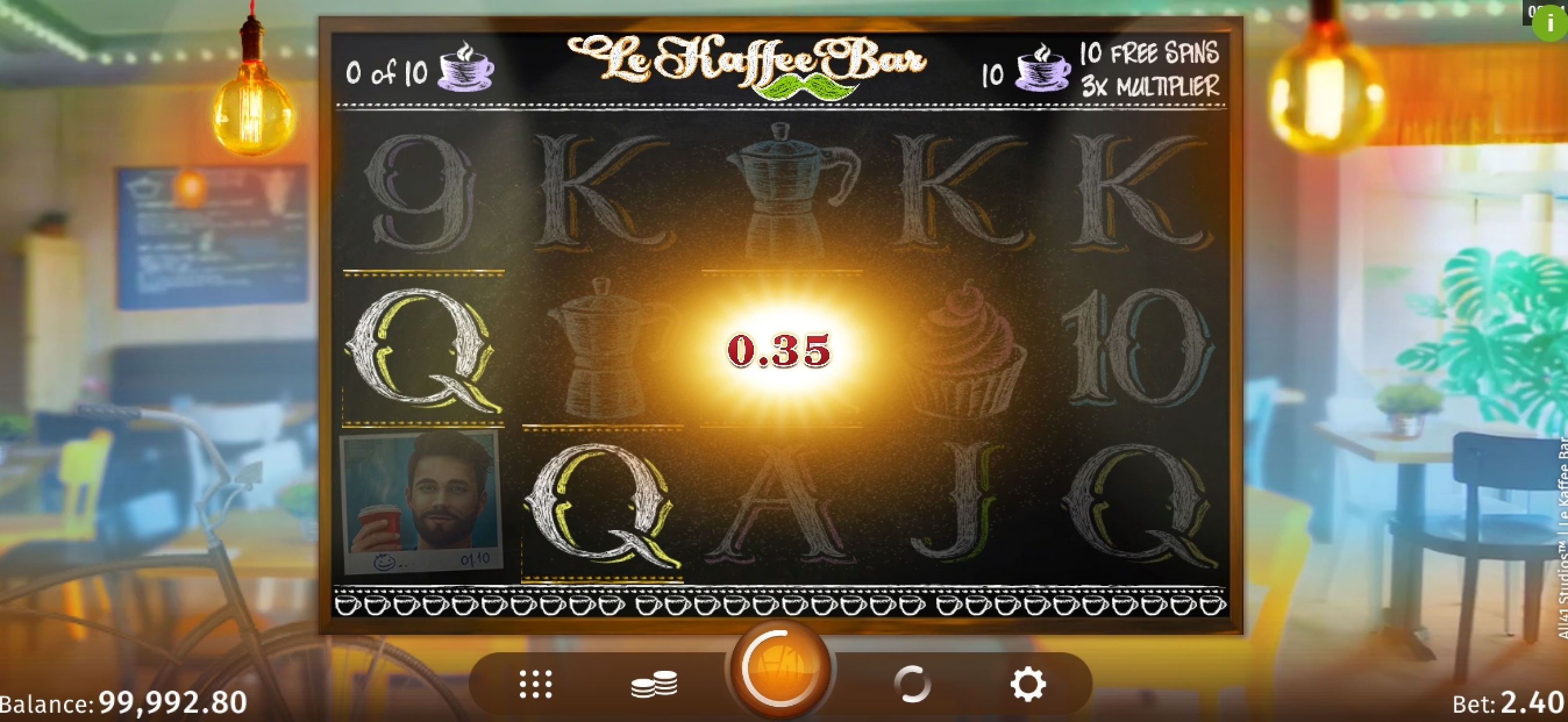 Win Money in Le Kaffee Bar Free Slot Game by All41 Studios
