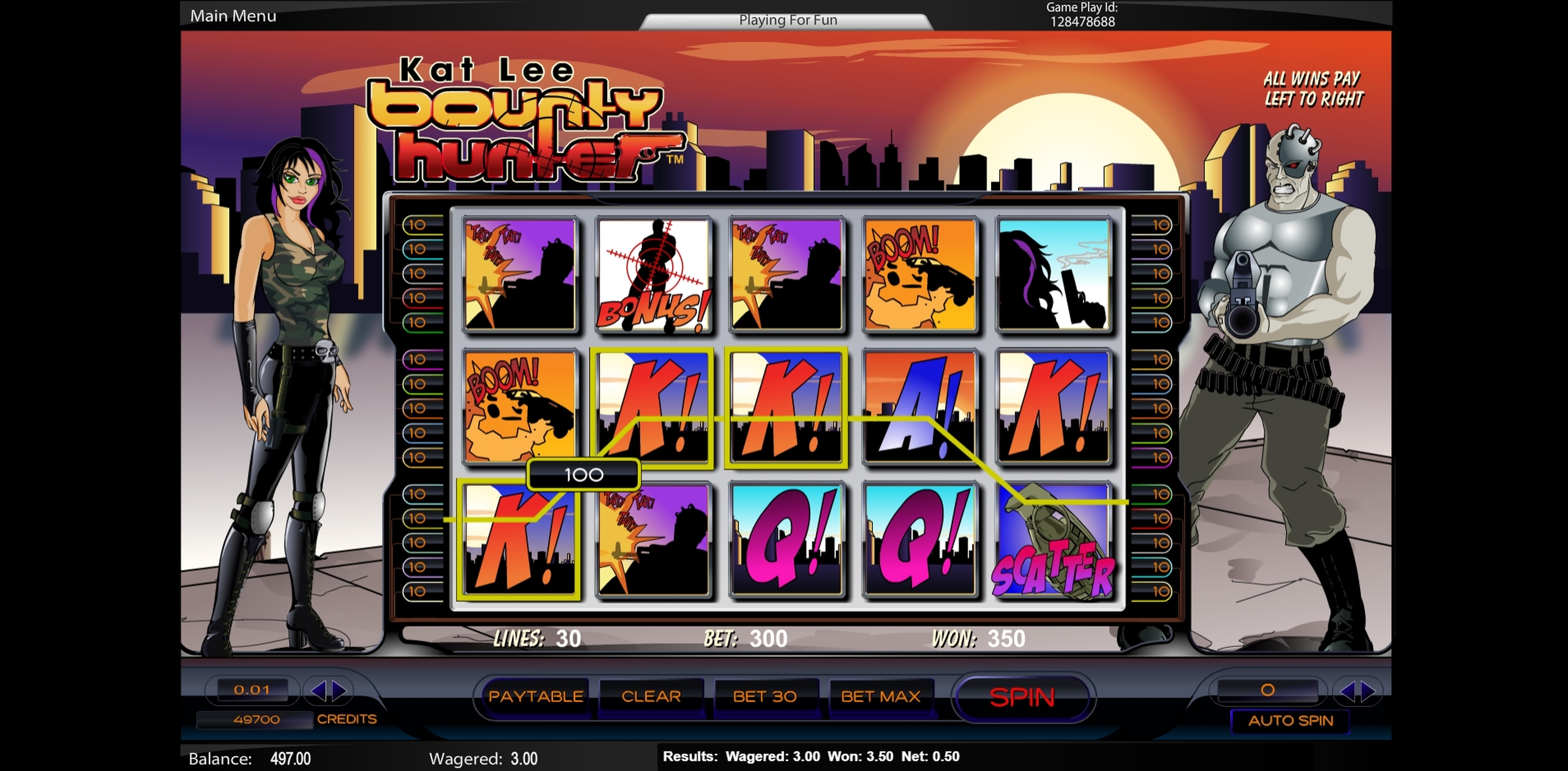 Win Money in Kat Lee Bounty Hunter Free Slot Game by Amaya
