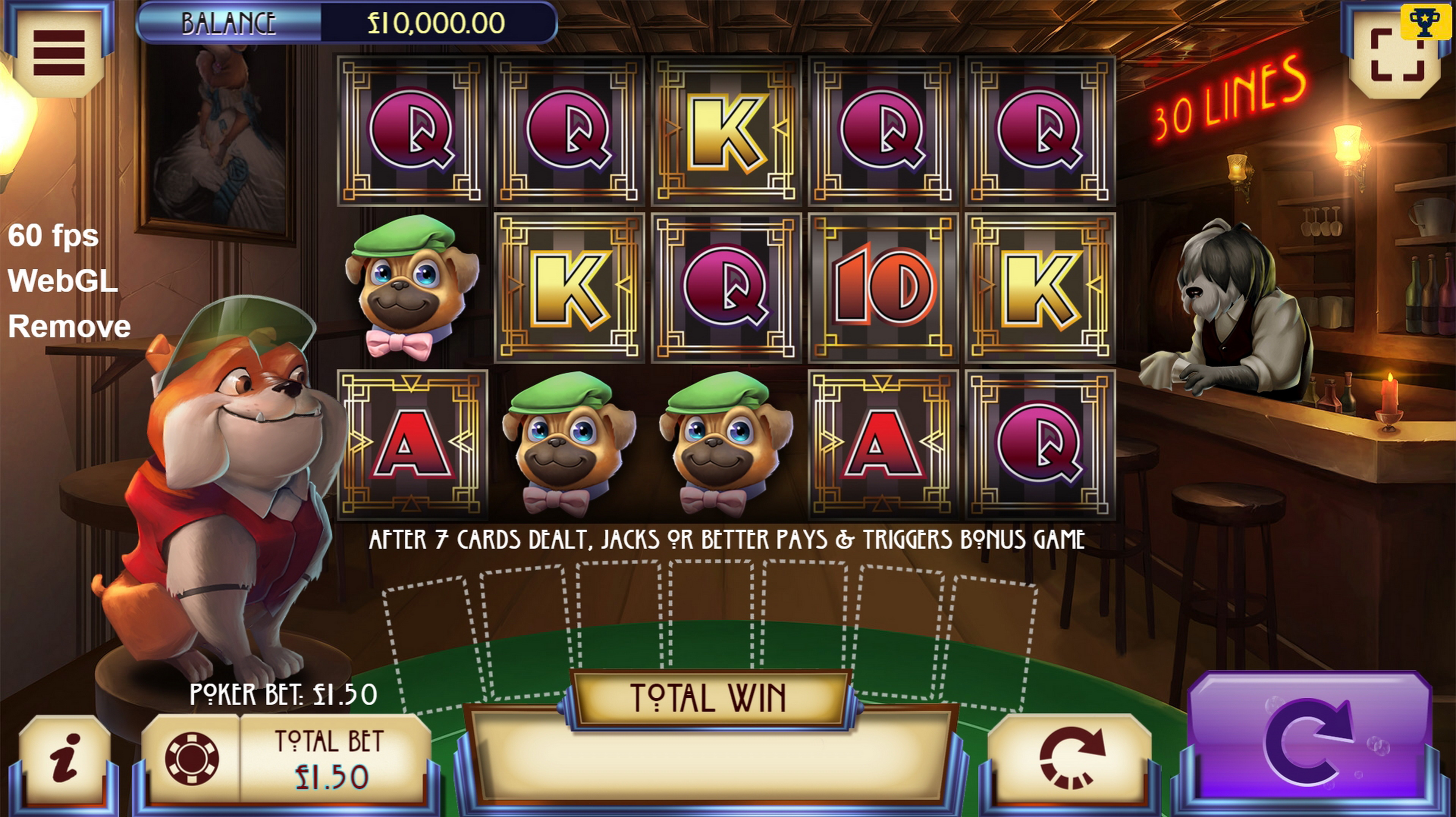 Reels in Poker Dogs Slot Game by Asylum Labs