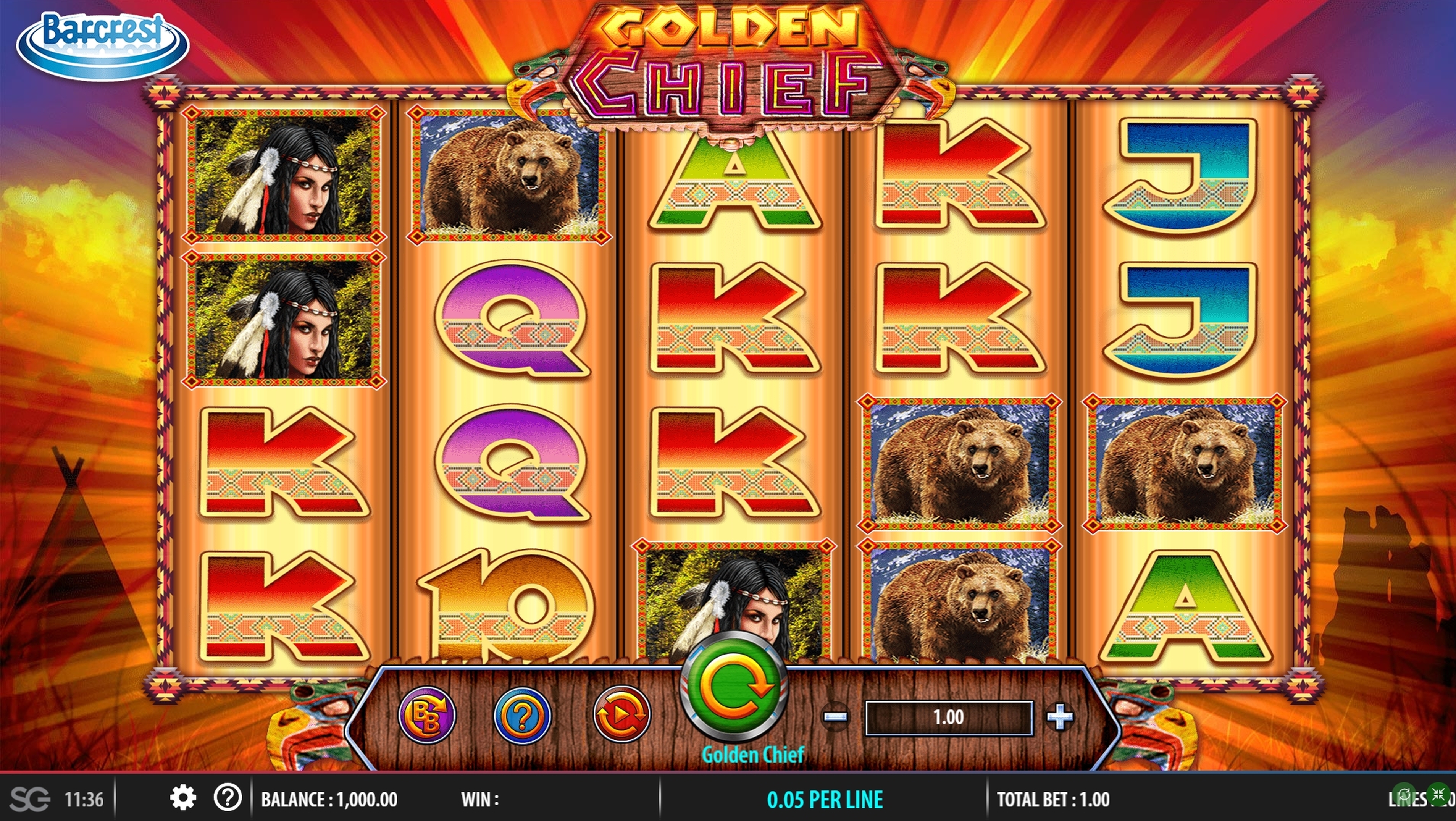 Reels in Golden Chief Slot Game by Barcrest Games