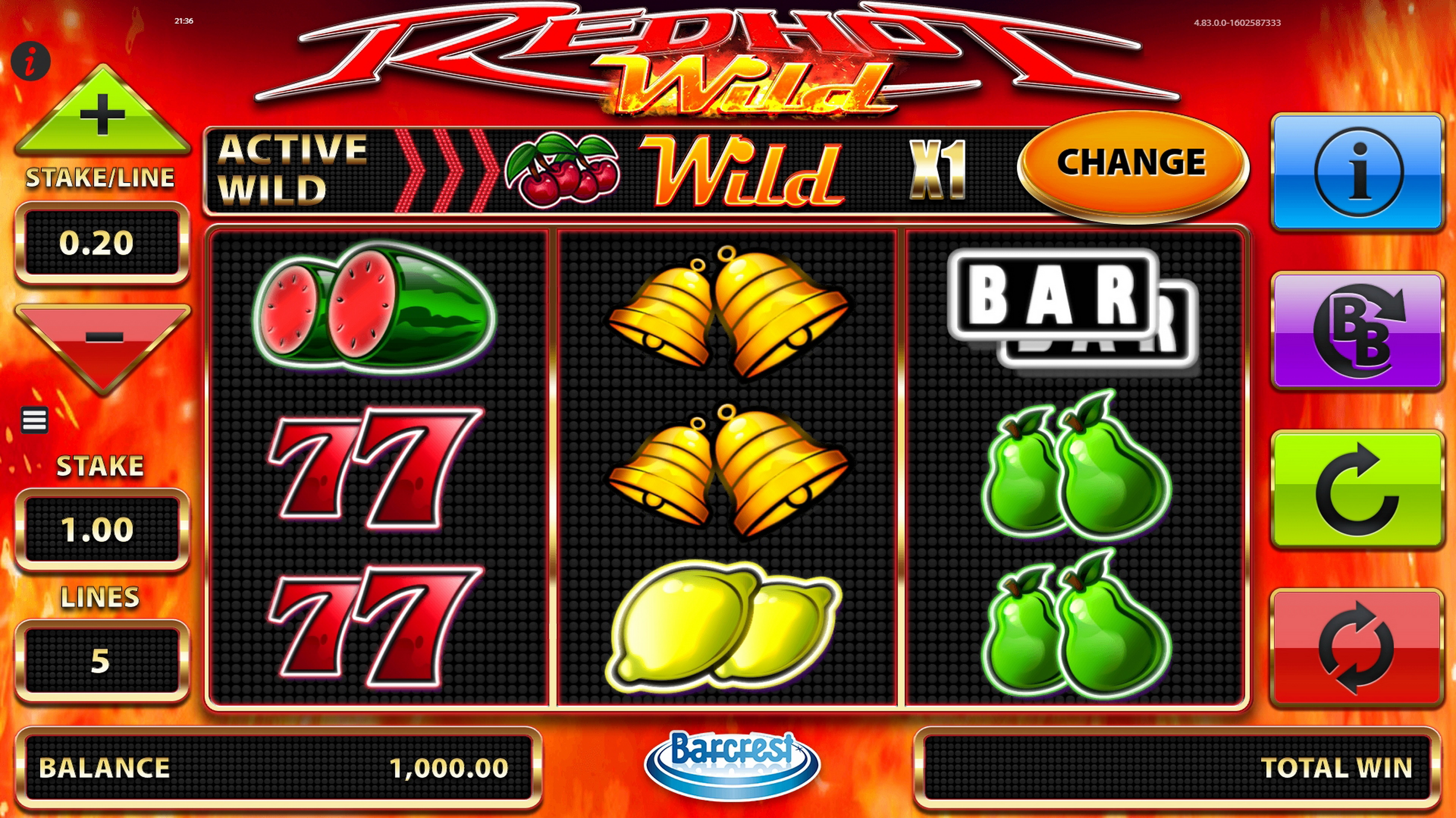Reels in Red Hot Wild Slot Game by Barcrest Games