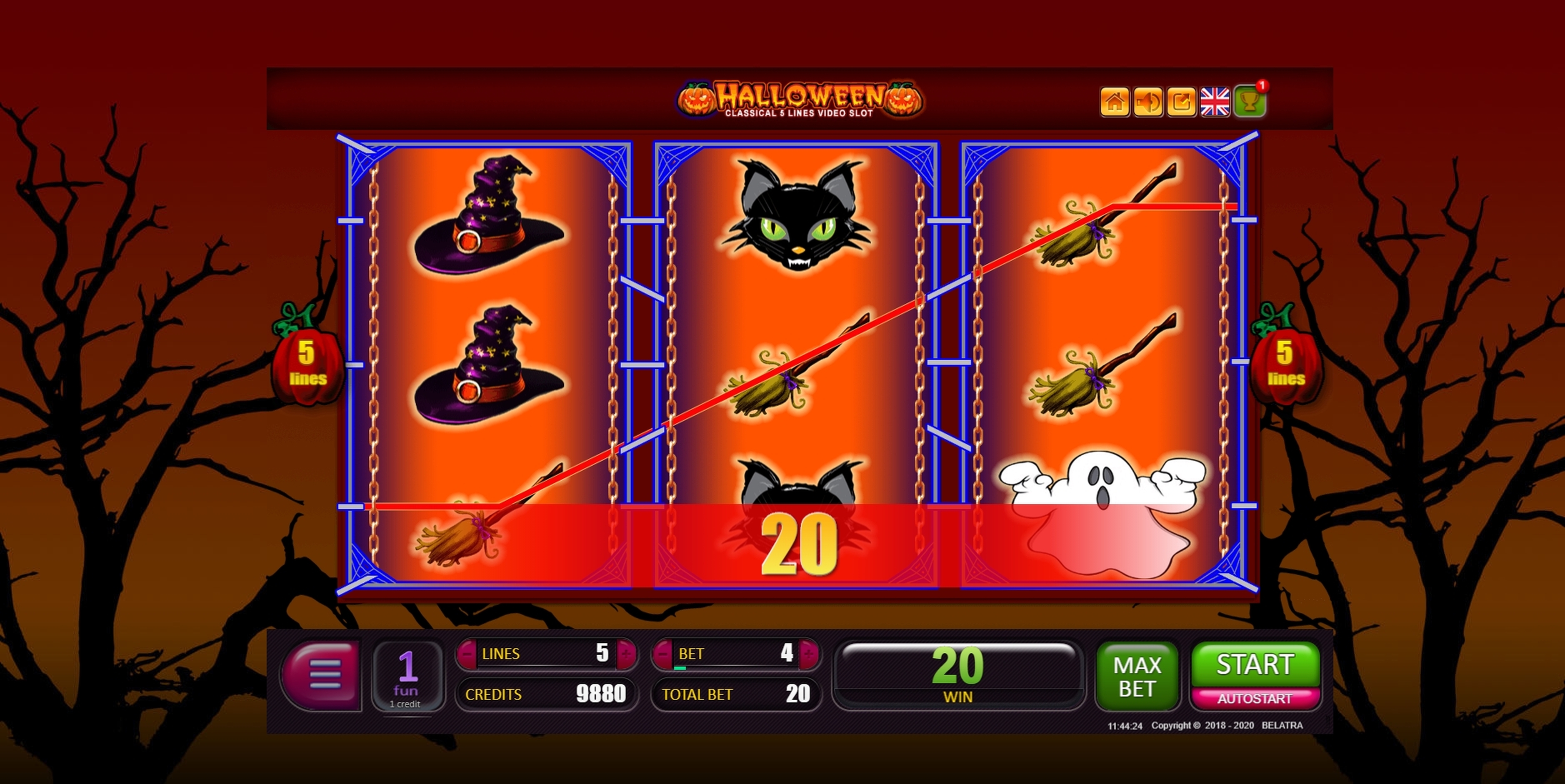 Win Money in Halloween Free Slot Game by Belatra Games