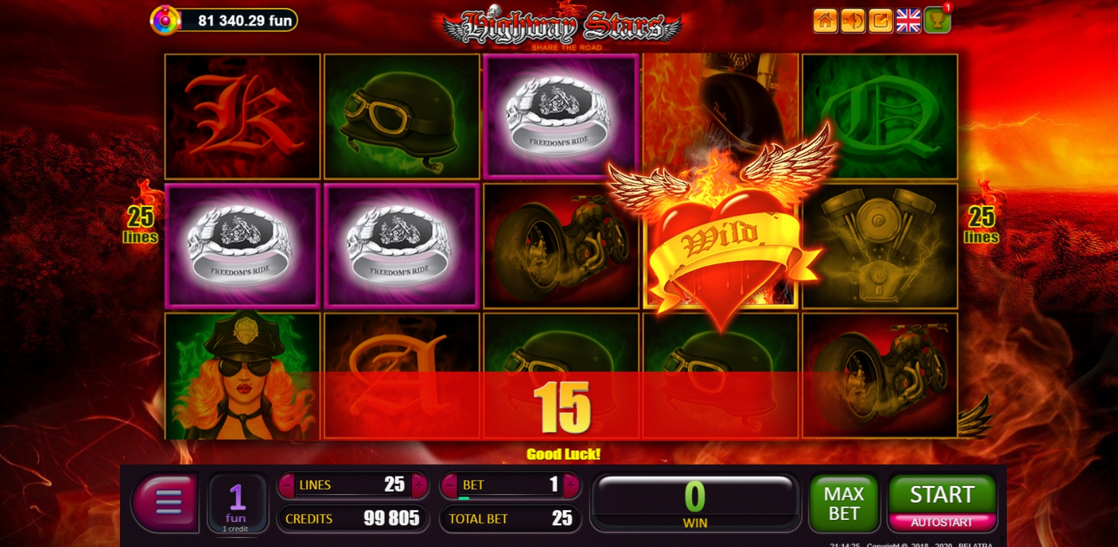 Win Money in Highway Stars Free Slot Game by Belatra Games
