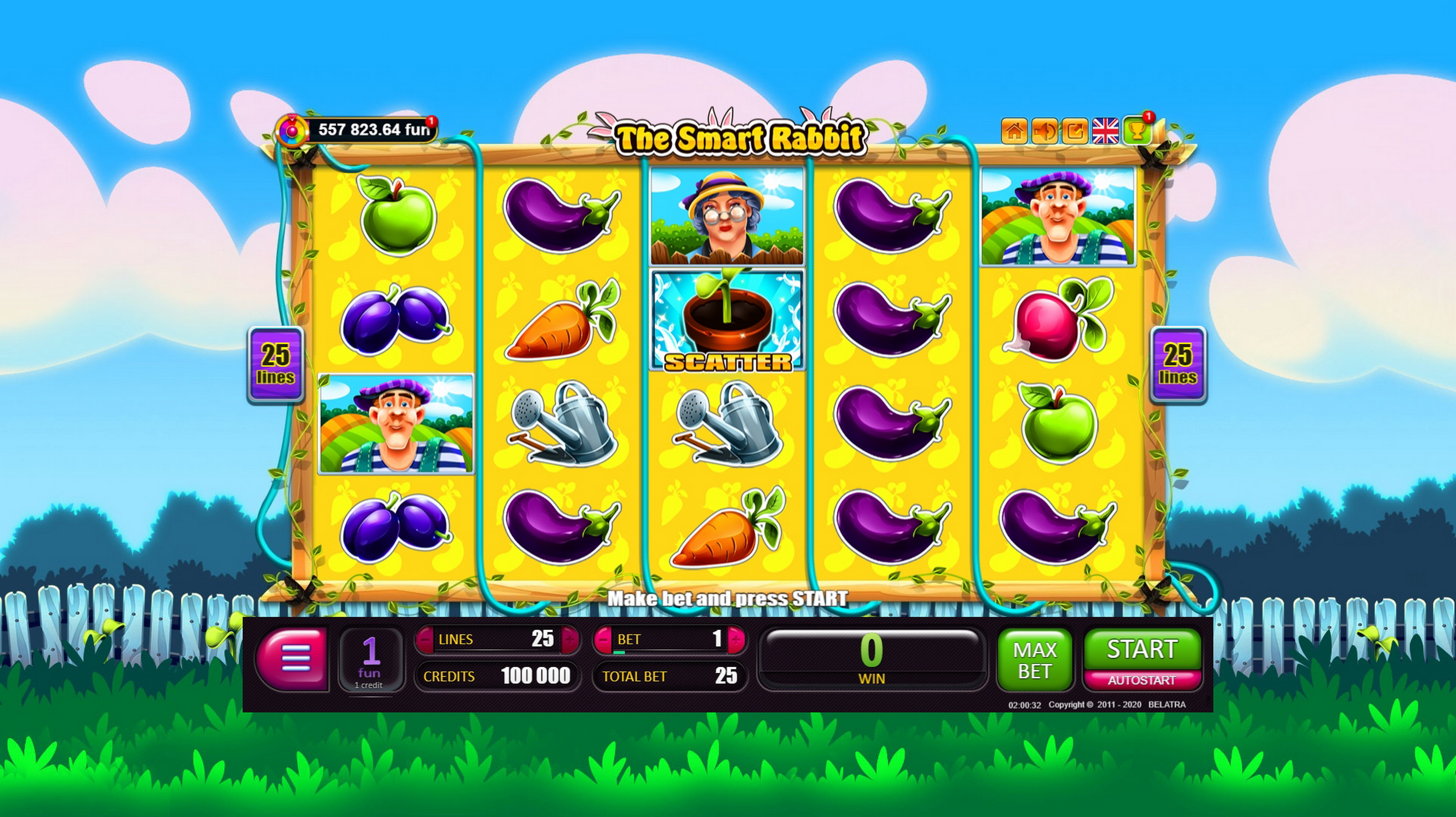 Reels in The Smart Rabbit Slot Game by Belatra Games