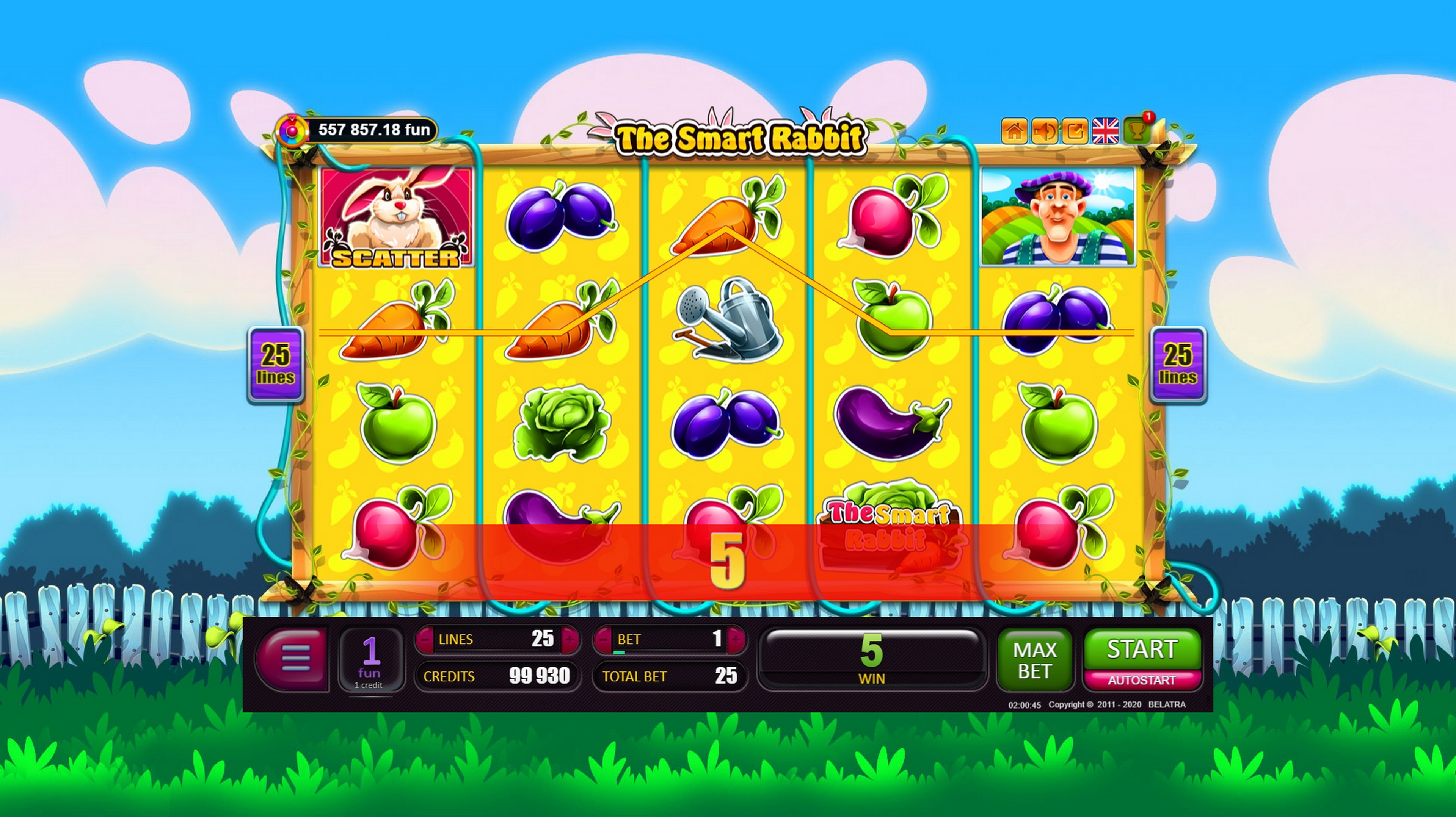 Win Money in The Smart Rabbit Free Slot Game by Belatra Games