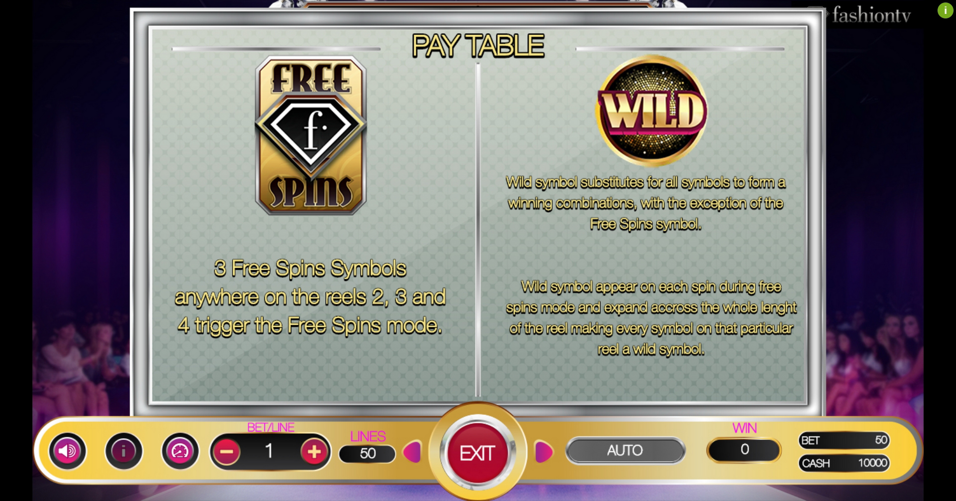 Info of Fashion Show Slot Game by Betconstruct