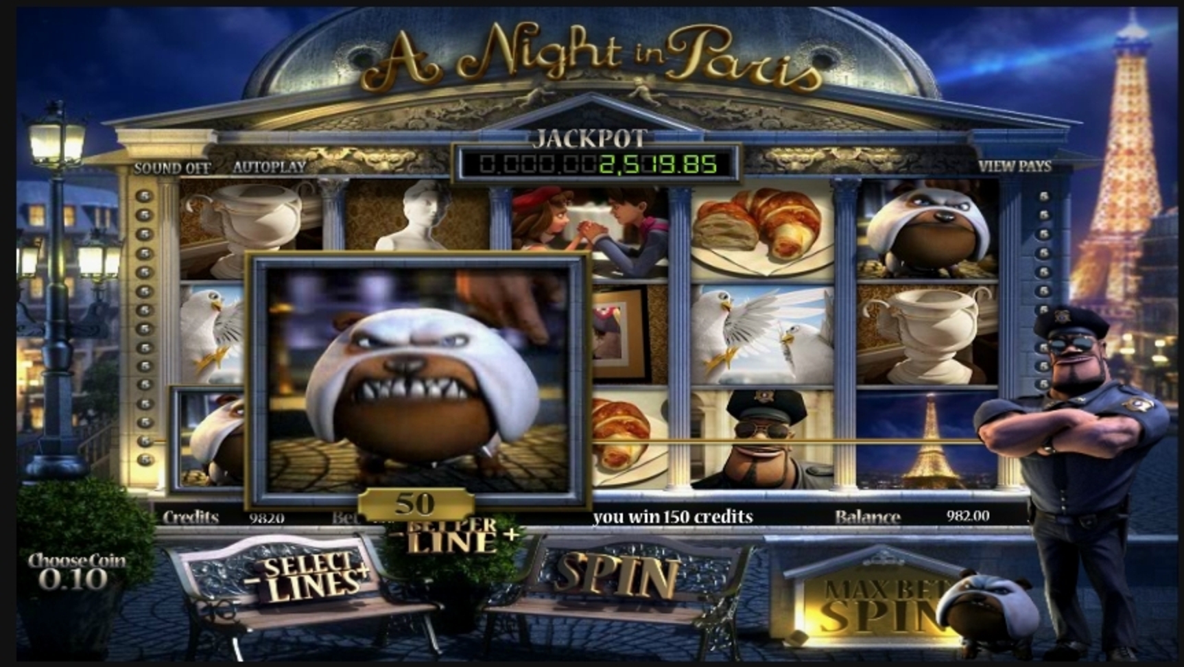 Win Money in A Night in Paris JP Free Slot Game by Betsoft