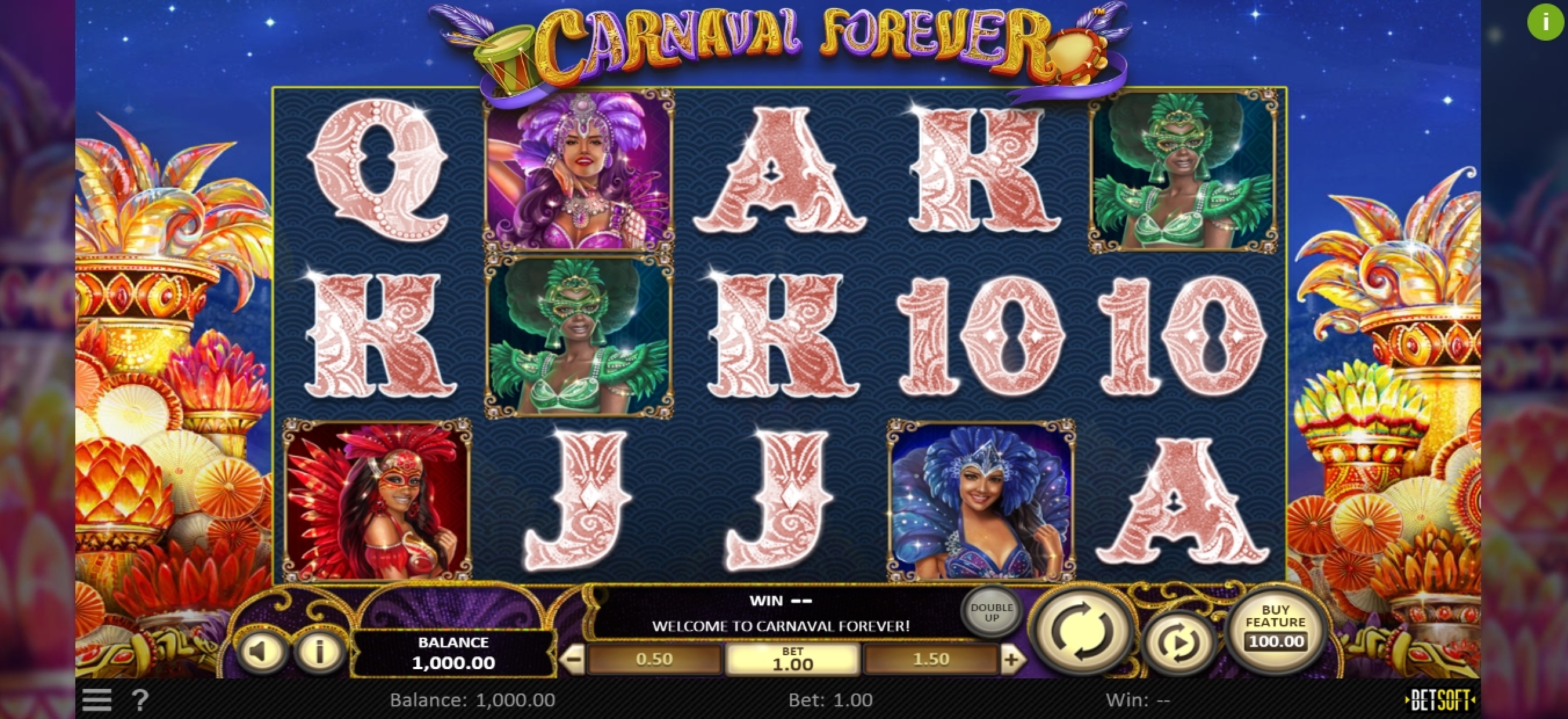 Reels in Carnaval Forever Slot Game by Betsoft