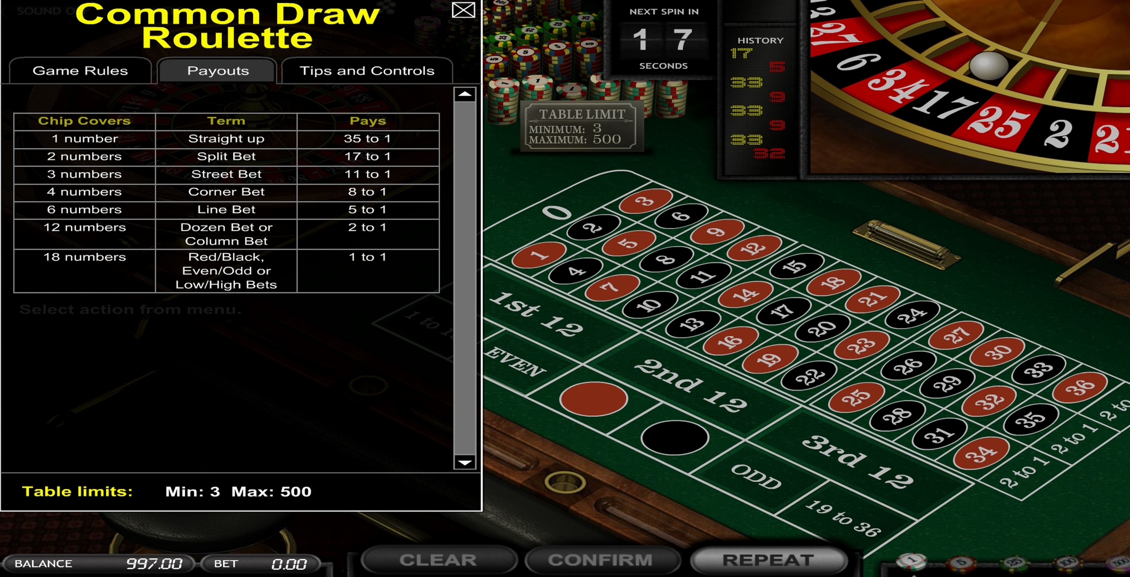 Info of Common Draw Roulette Slot Game by Betsoft
