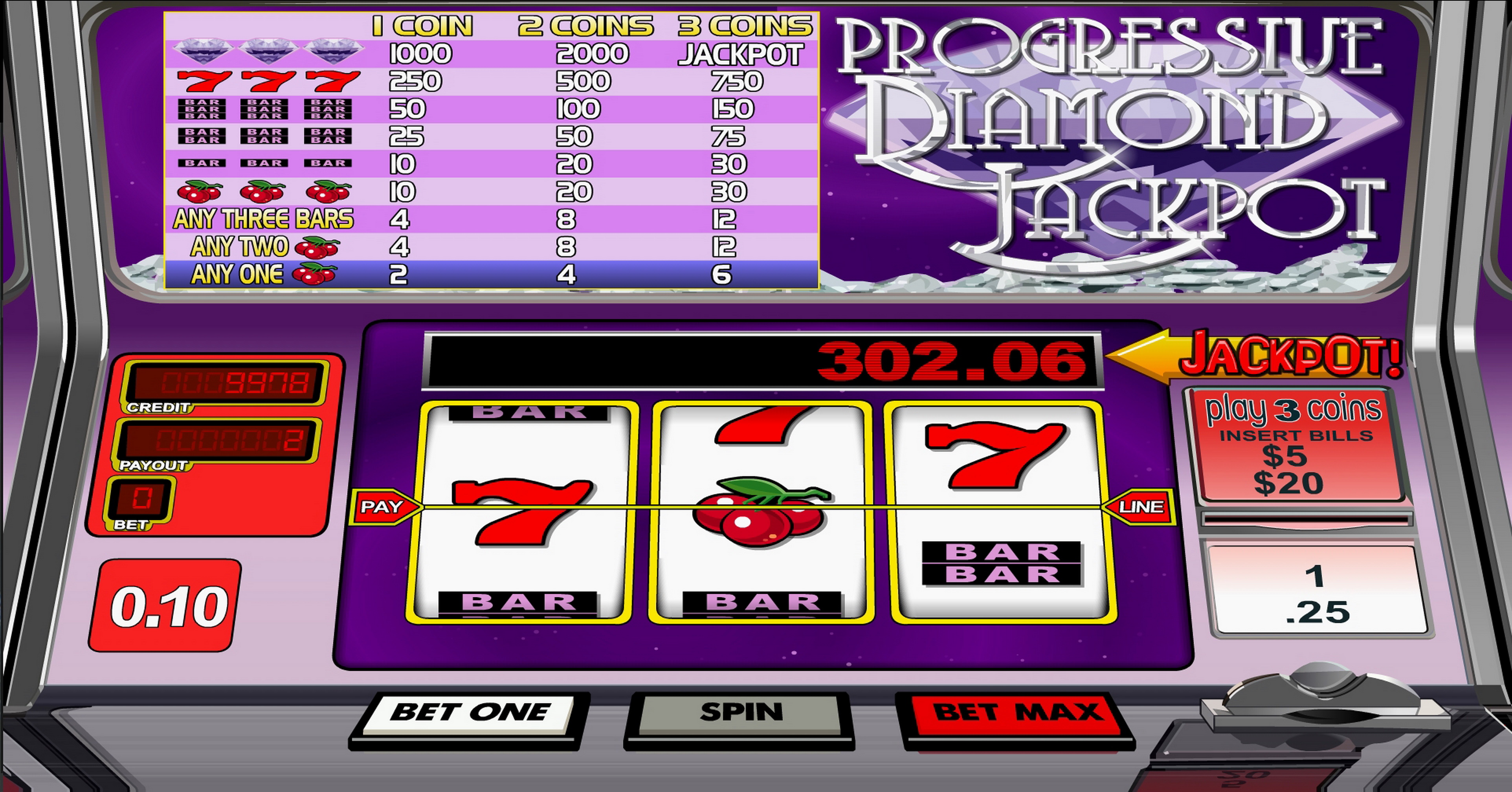 Win Money in Diamond Jackpot Free Slot Game by Betsoft
