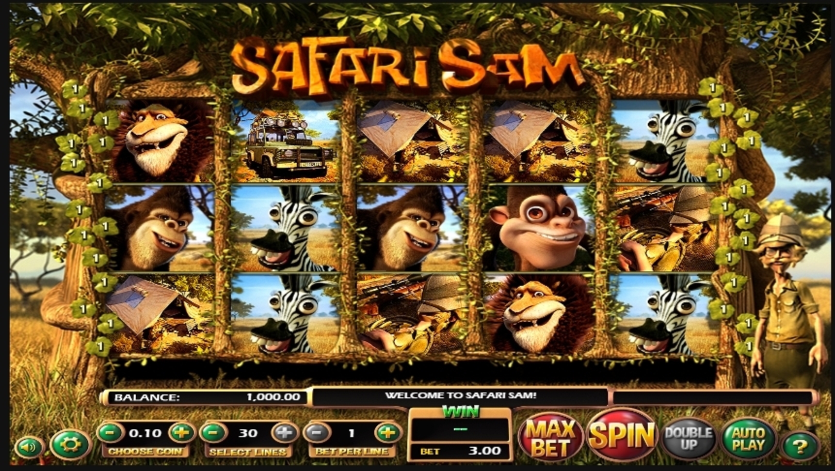 Reels in Safari Sam Slot Game by Betsoft