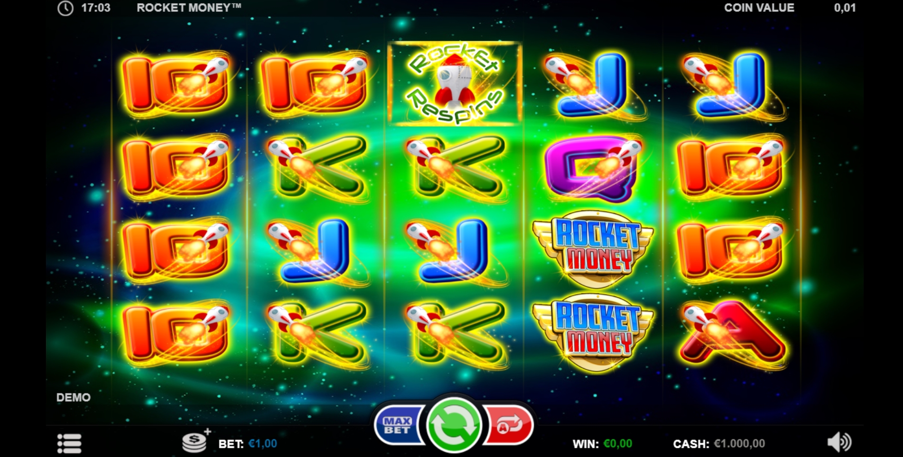 Reels in Rocket Money Slot Game by Betsson Group
