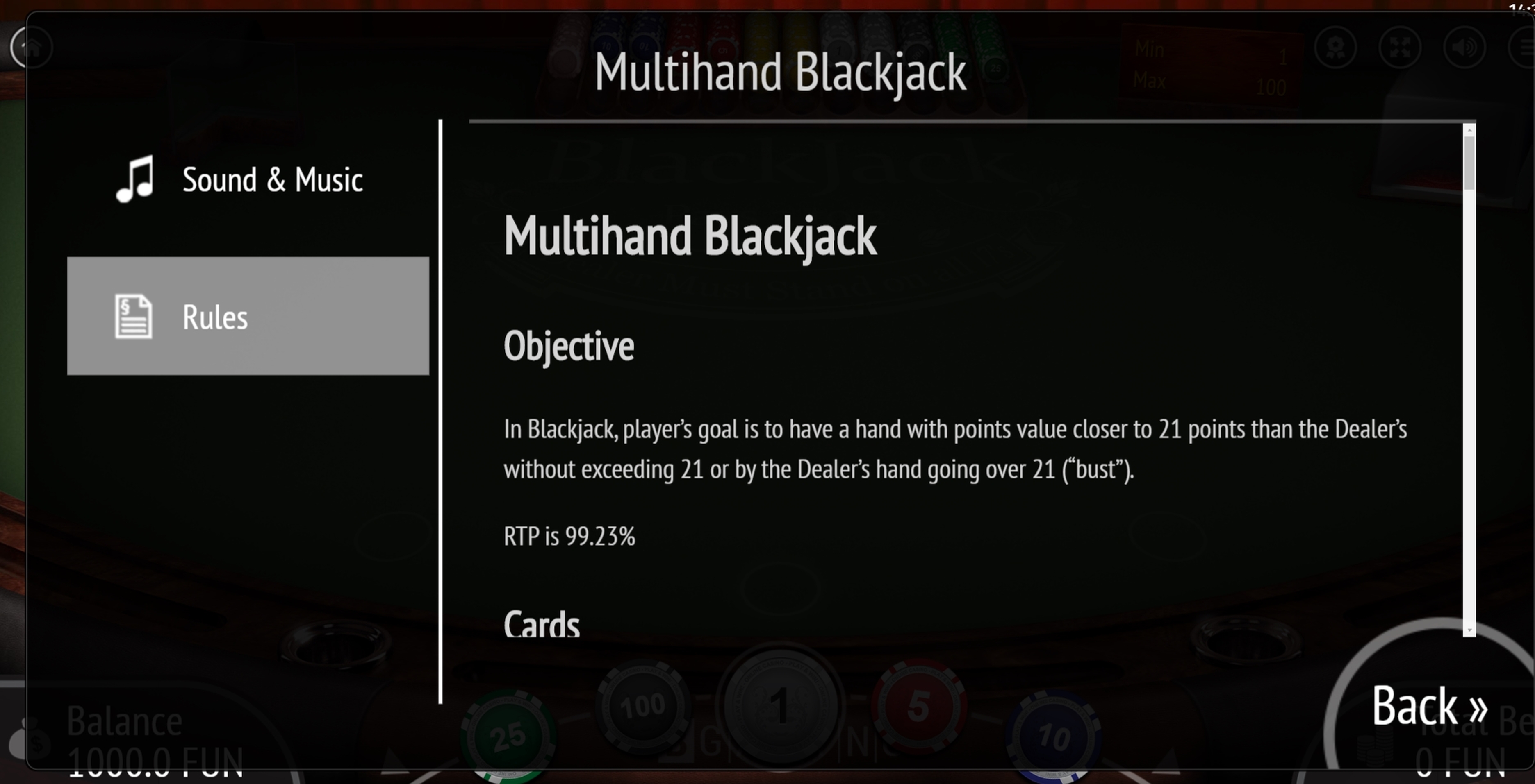 Info of Blackjack Slot Game by BGAMING